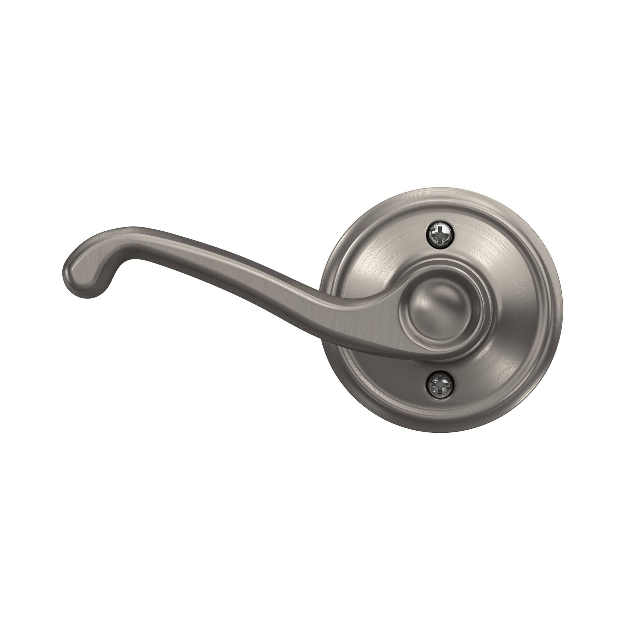 Schlage F170 FLA 619 LH Left Handed Flair Door Lever, One Sided Non-Turning Dummy Door Handle, Satin Nickel