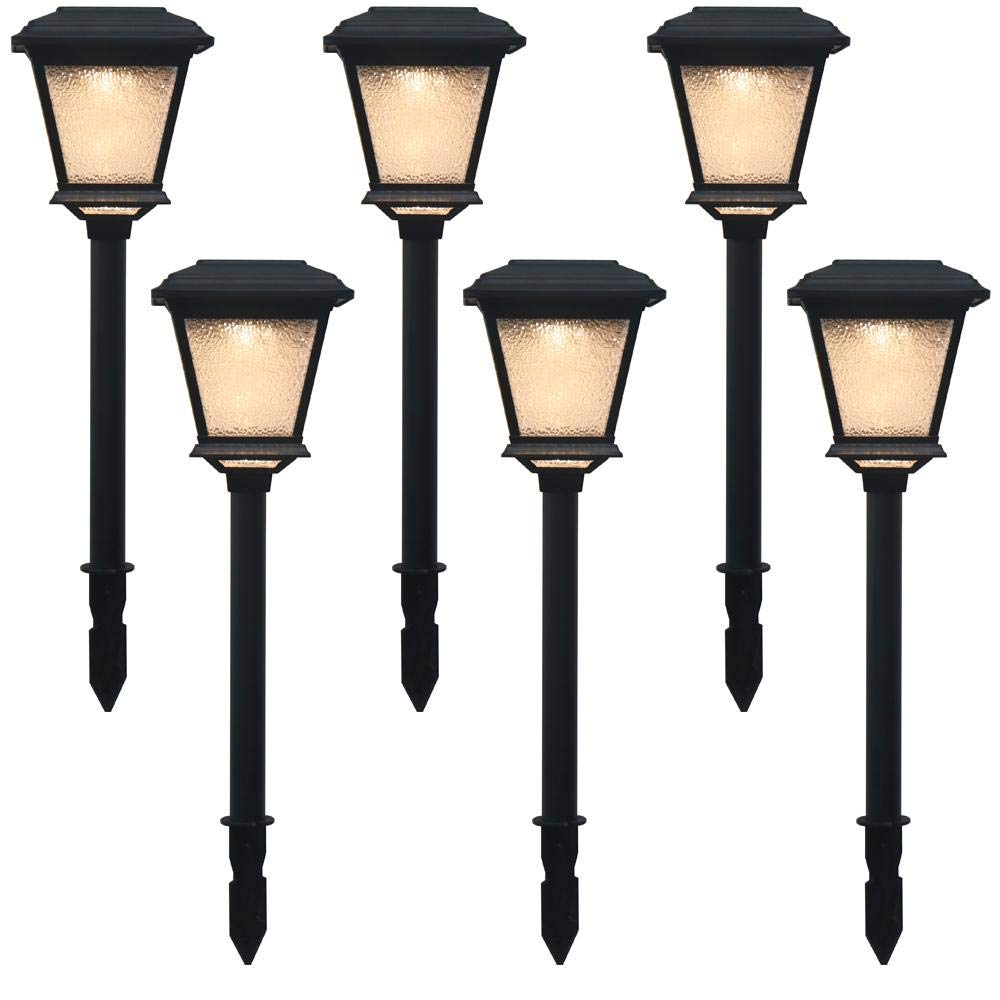 Hampton Bay Solar 0.2-Watt Black Outdoor Landscape LED Path Light (6-Pack)