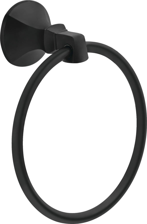 DELTA FAUCET 76446-BL Ashlyn Wall Mount Round Closed Towel Ring Bath Hardware Accessory in Matte Black