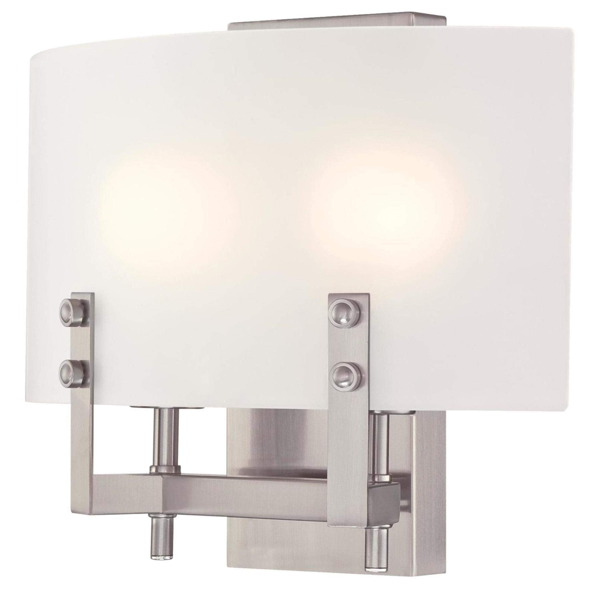 Westinghouse Lighting 6369600 Enzo James Two-Light Indoor Vanity Light Wall Fixture, Brushed Nickel Finish with Frosted Glass , White