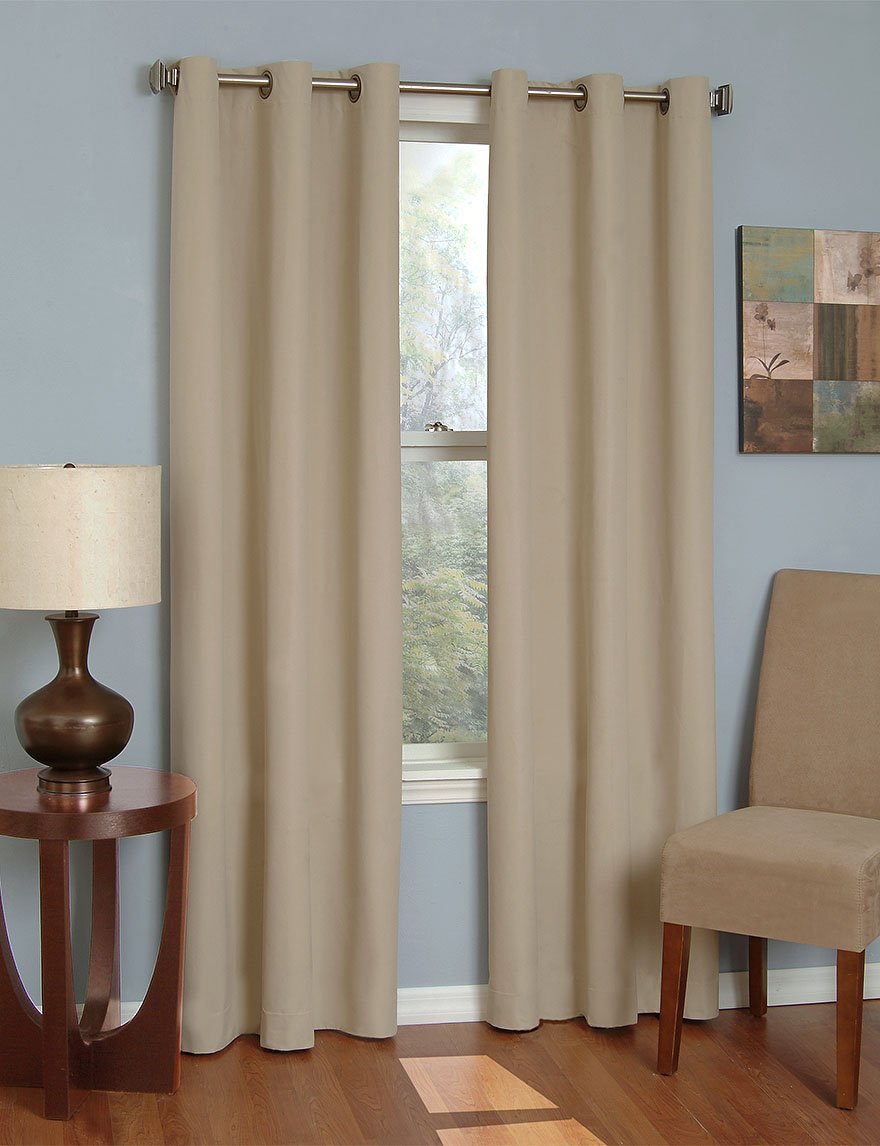 Eclipse Microfiber Grommet Blackout Window Curtain Panel Beige 42X63 63 Inches