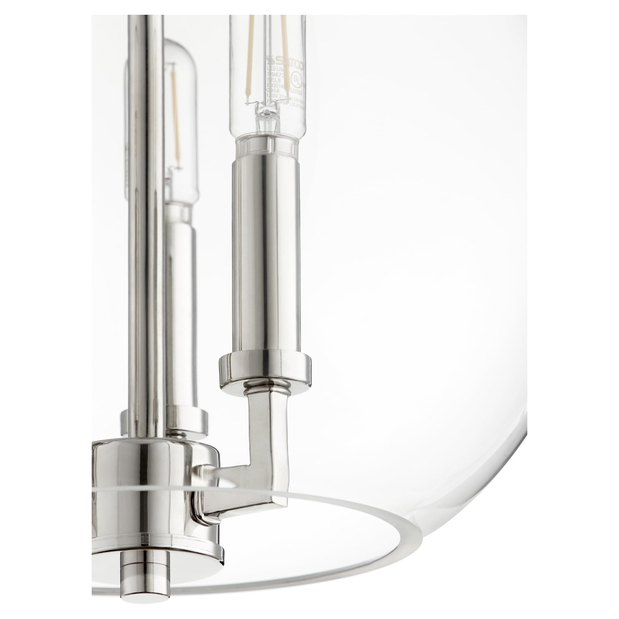 Quorum 873-3-62 Transitional Three Light Pendant in Polished Nickel Finish,