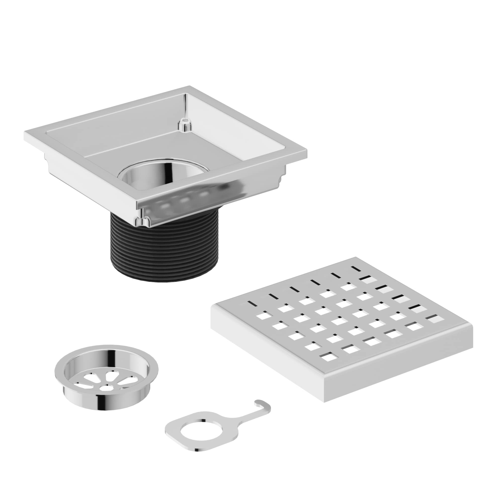 VIGO Elan 4.38 in. W x 4.38 in. L Square Shower Drain in Chrome - VG07004CH