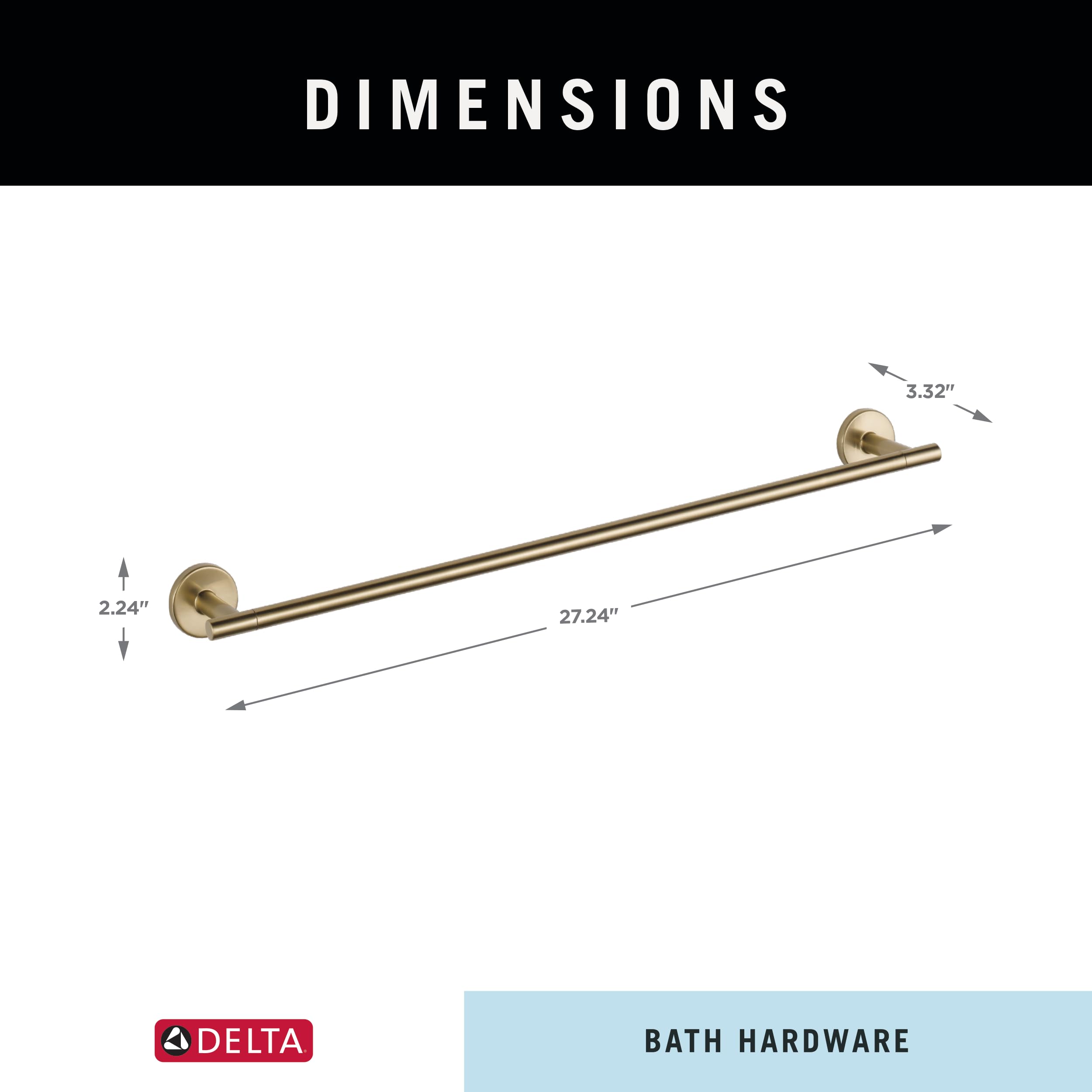 Delta Faucet 759240-CZ Trinsic 24 Inch Towel Bar, Champagne Bronze