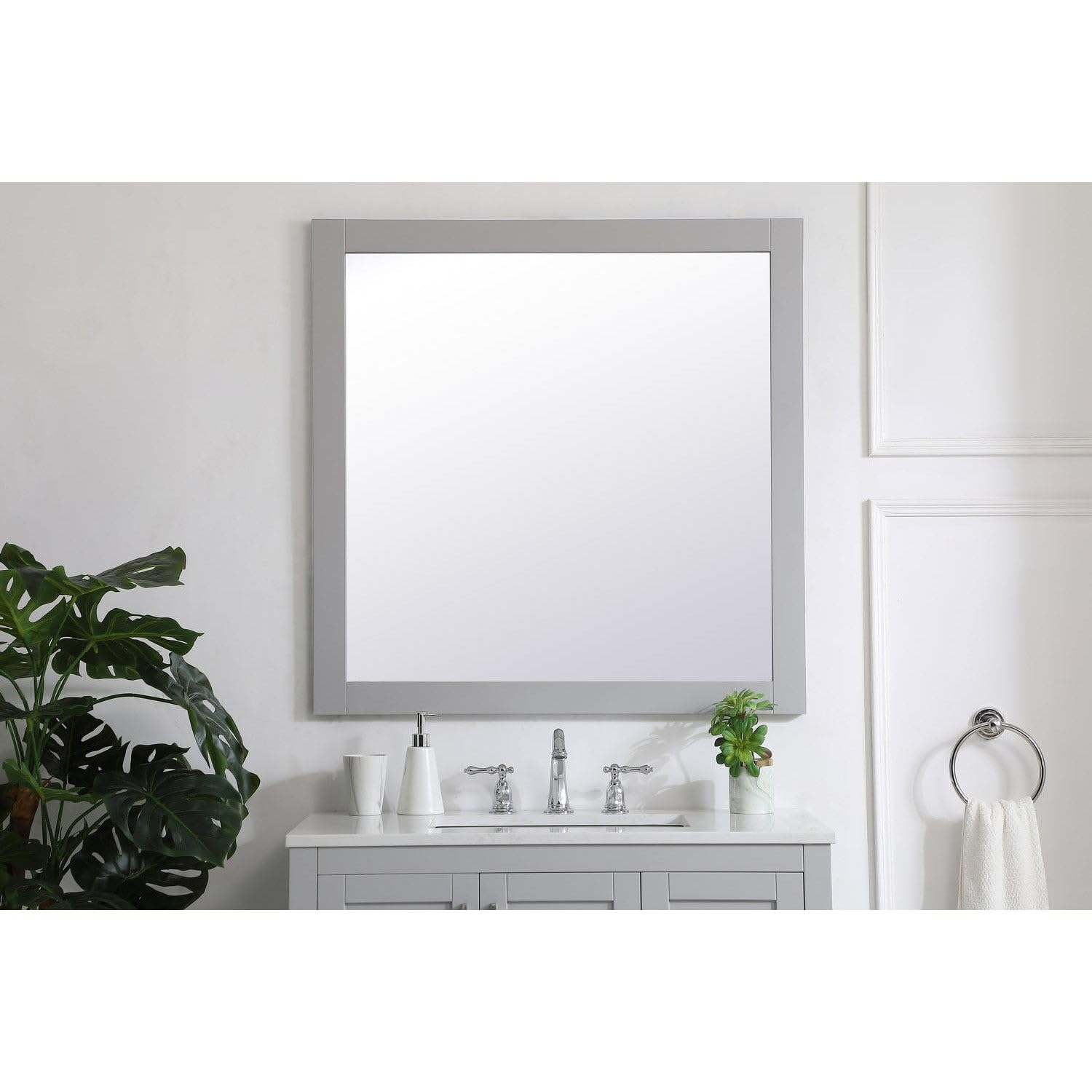 Elegant Decor Aqua Square Vanity Mirror 36 inch in Grey