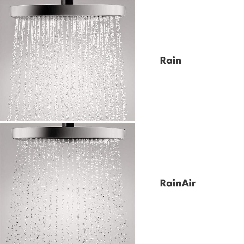 hansgrohe Raindance Select S 10-inch Showerhead Premium Modern 2-Spray RainAir, Rain Air Infusion with Airpower with QuickClean in Chrome, 04720000