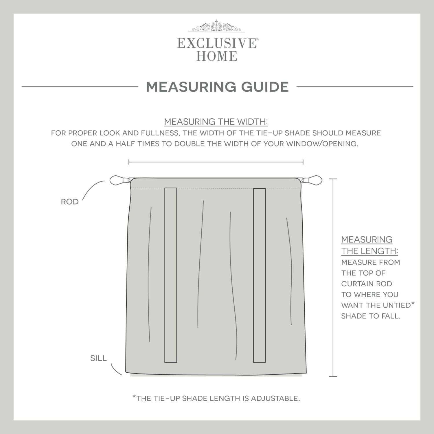 EXCLUSIVE HOME Loha Light Filtering Rod Pocket Tie Up Shade, 54"x63", Winter