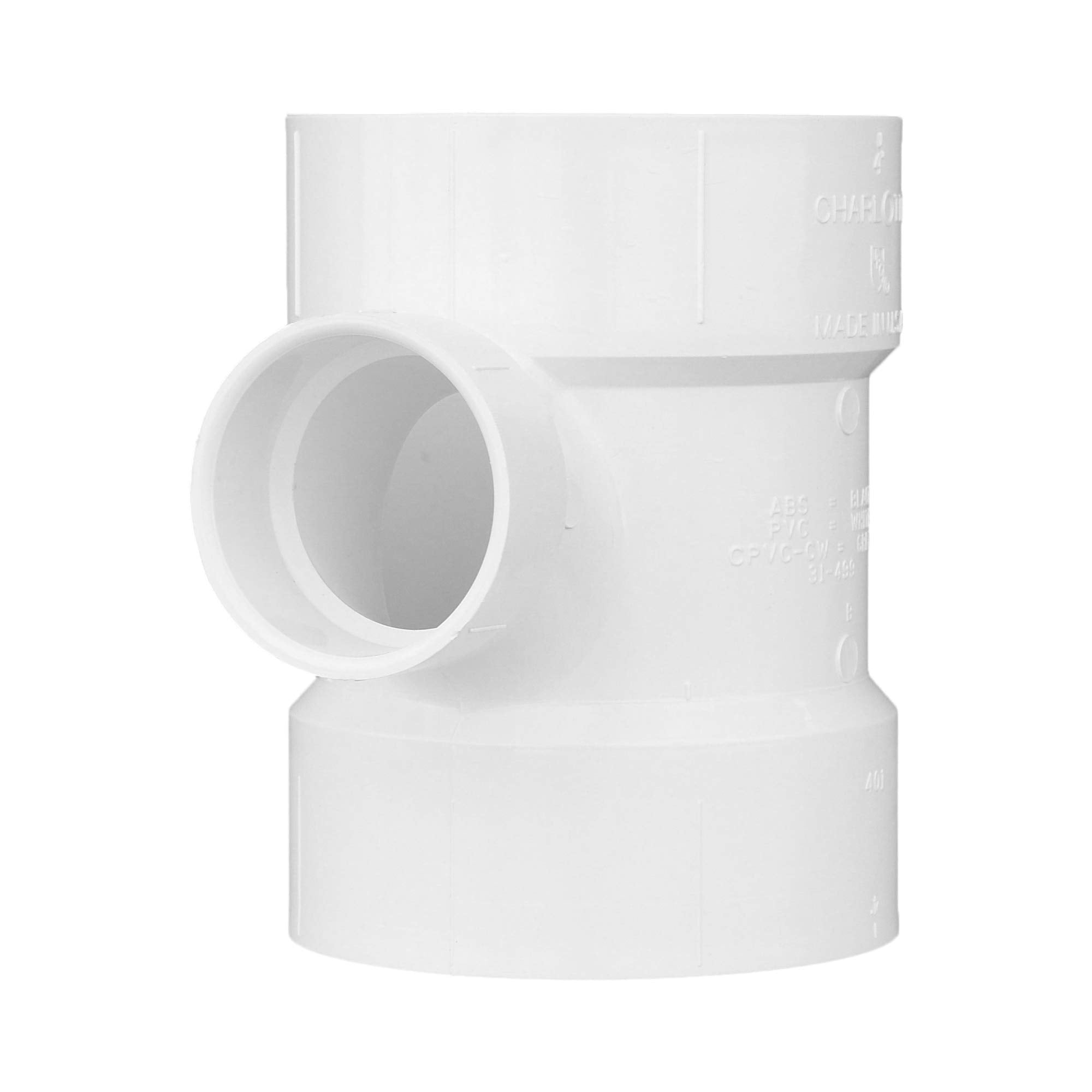 CHARLOTTE PIPE 4 x 4 x 2 DWV Sanitary TEE REDUCING DWV (Drain, Waste and Vent) (1 Unit Piece)