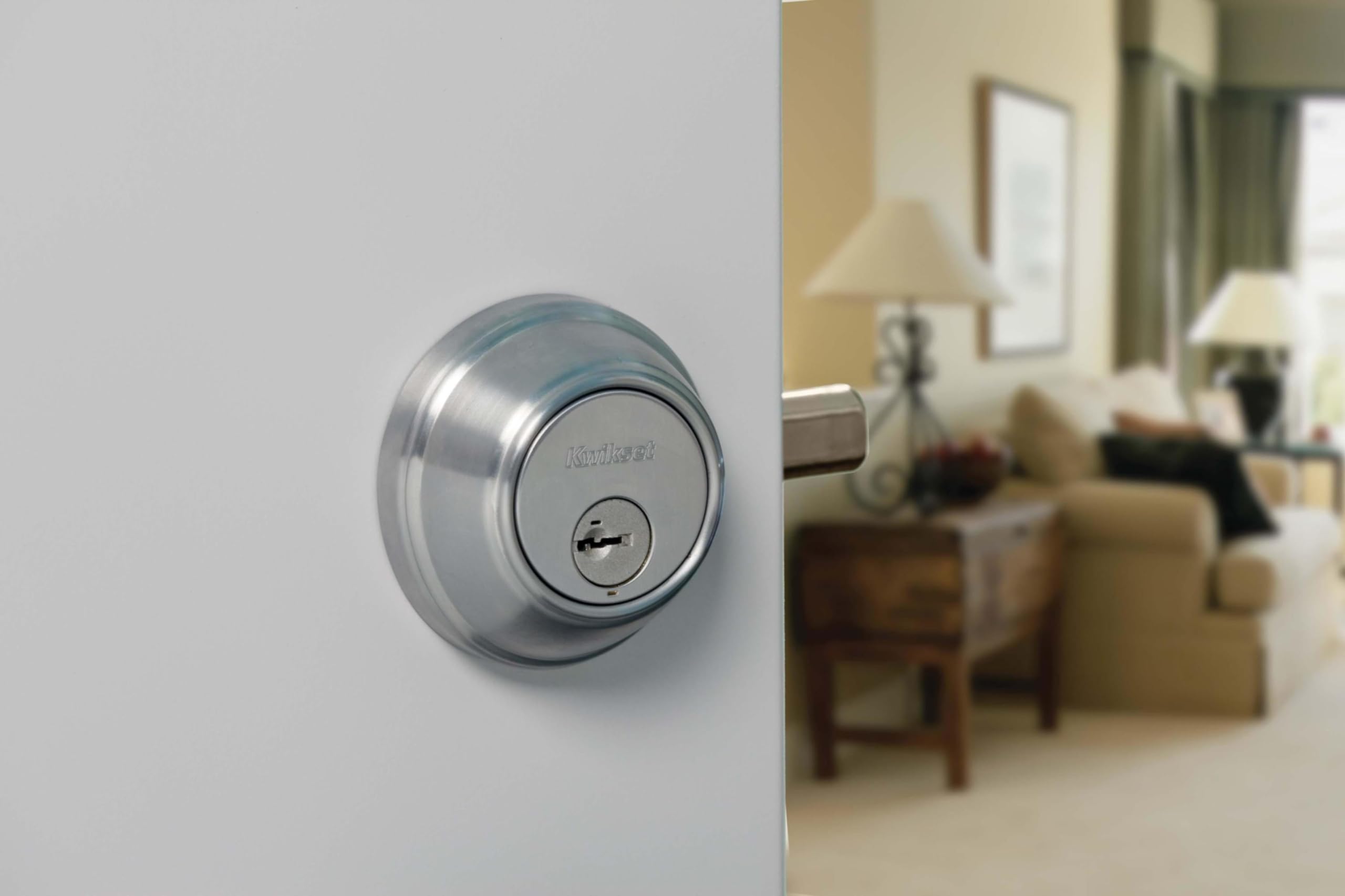 Kwikset 660-S 660 Series Deadbolt Single Cylinder Deadbolt with Smartkey - Satin Nickel