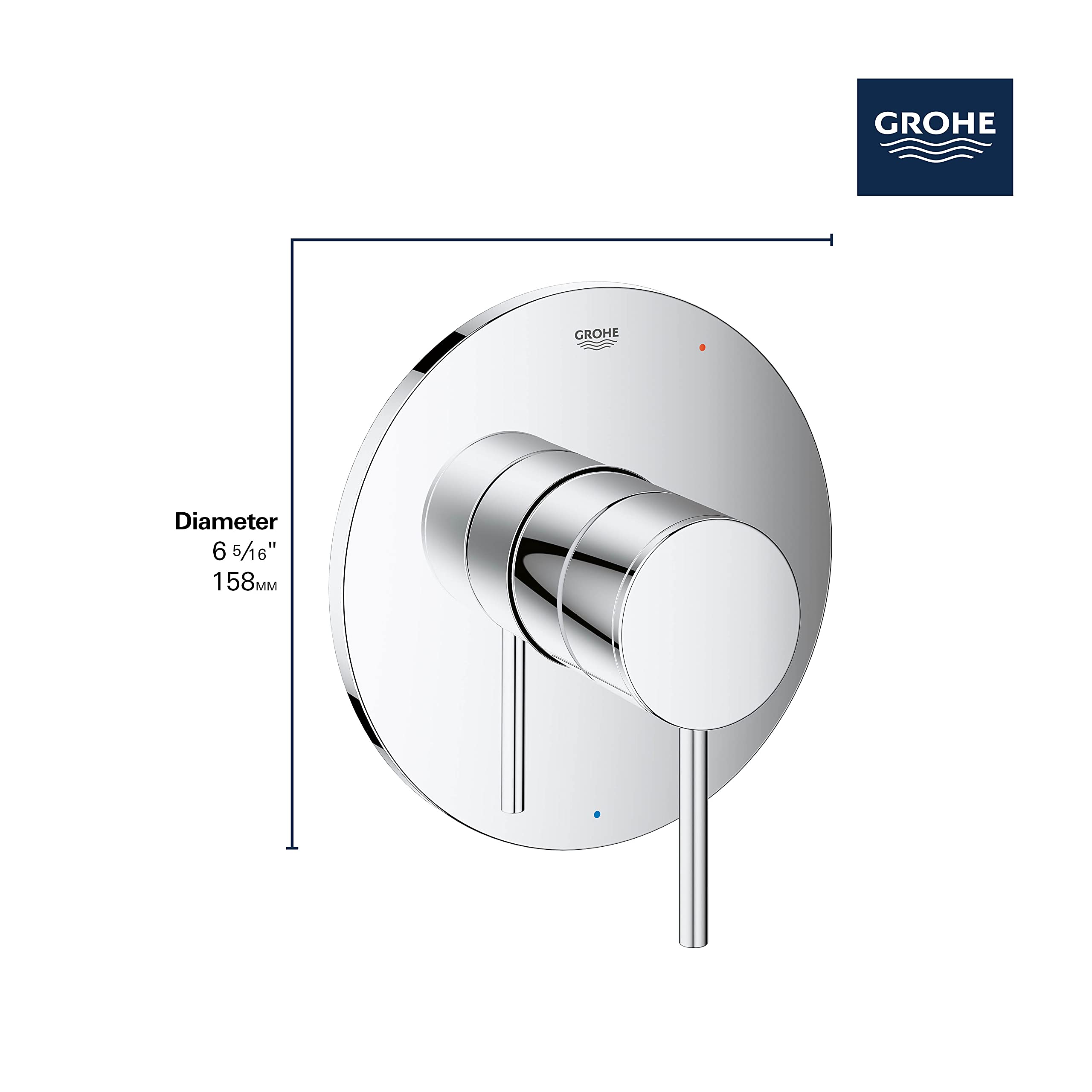 GROHE 14467000 Atrio Pressure Balance Valve Trim with Cartridge, Starlight Chrome