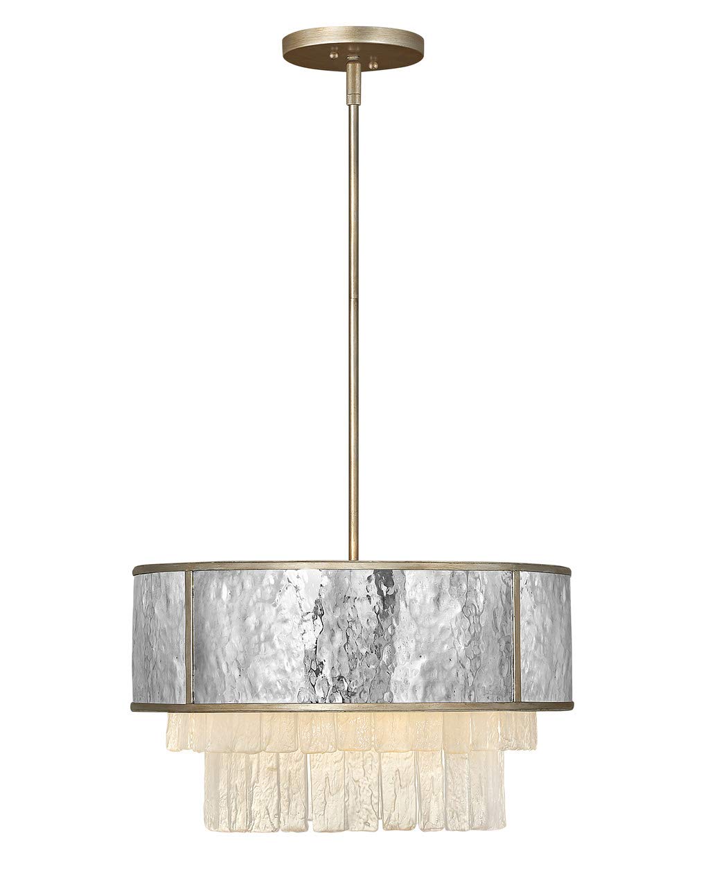 Fredrick Ramond Reverie Collection Four Light Medium Pendant, Champagne Gold w/Hammered Stainless Steel Shade