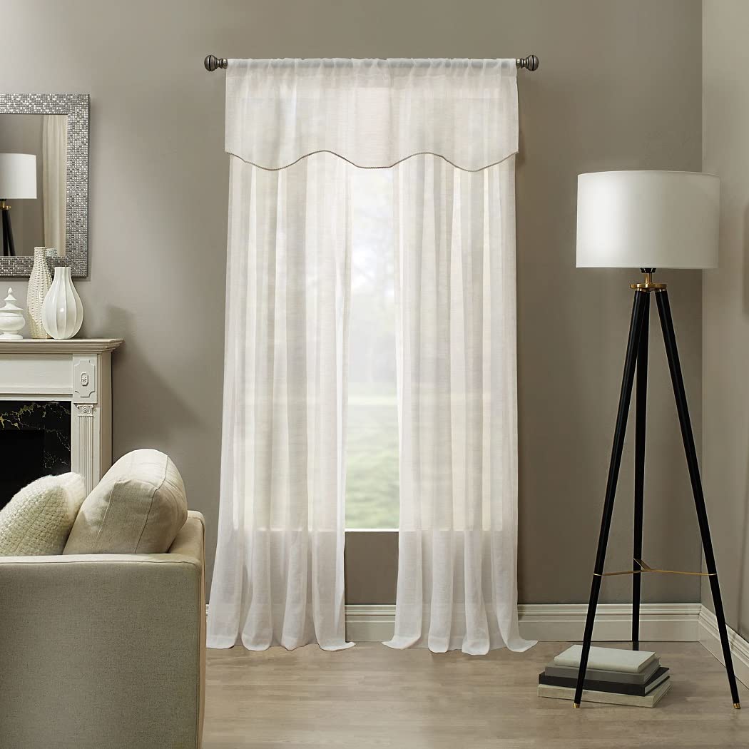 Valances etc. Linden Sheer Rod Pocket Window Curtain Valance (White, 52"x17")