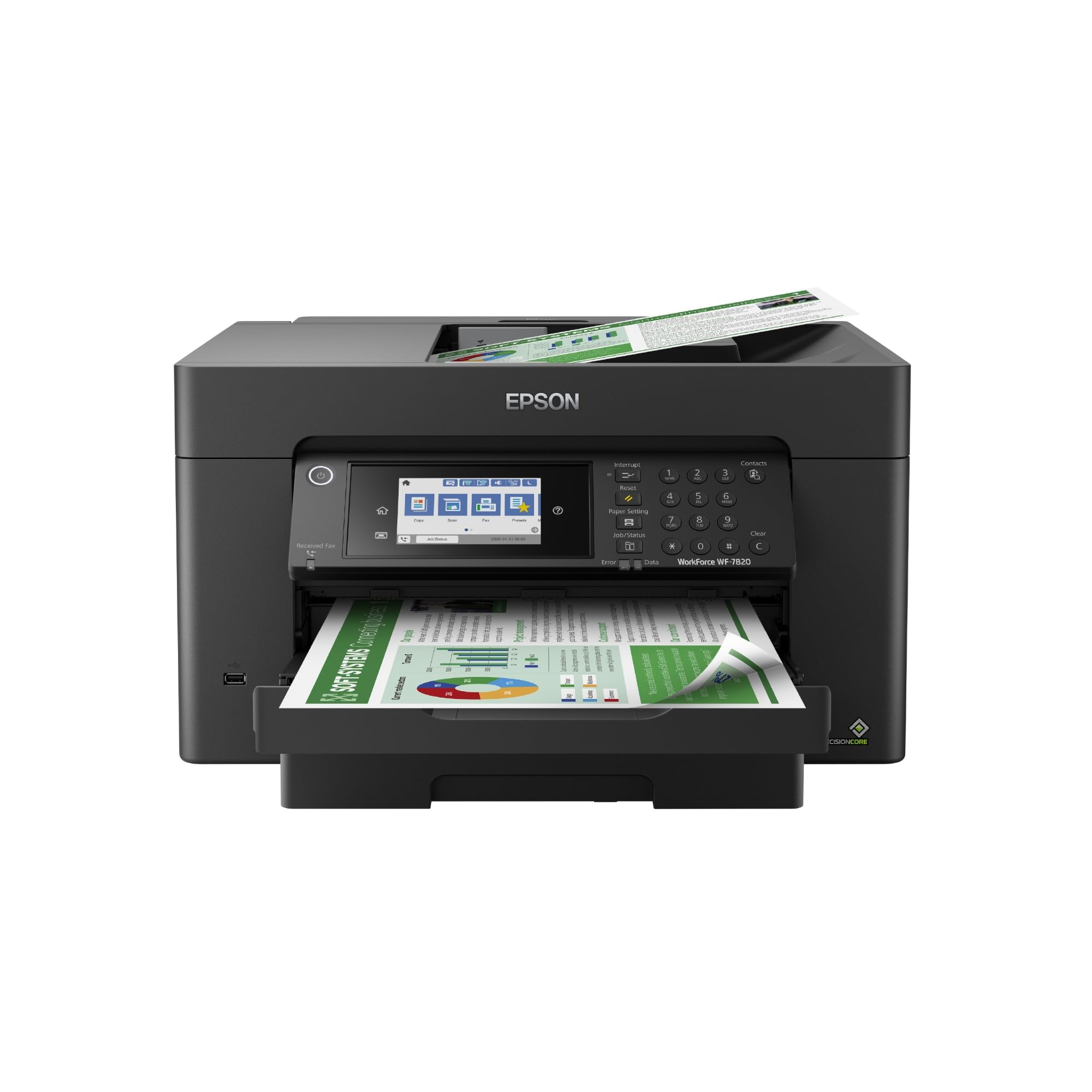 Epson Workforce Pro WF-7820 Wireless All-in-One Wide-Format Printer with Auto 2-Sided Print 13" x 19", Copy, Scan & Fax, 50-Page ADF, 250-sheet Paper Capacity, Works with Alexa, Large Black