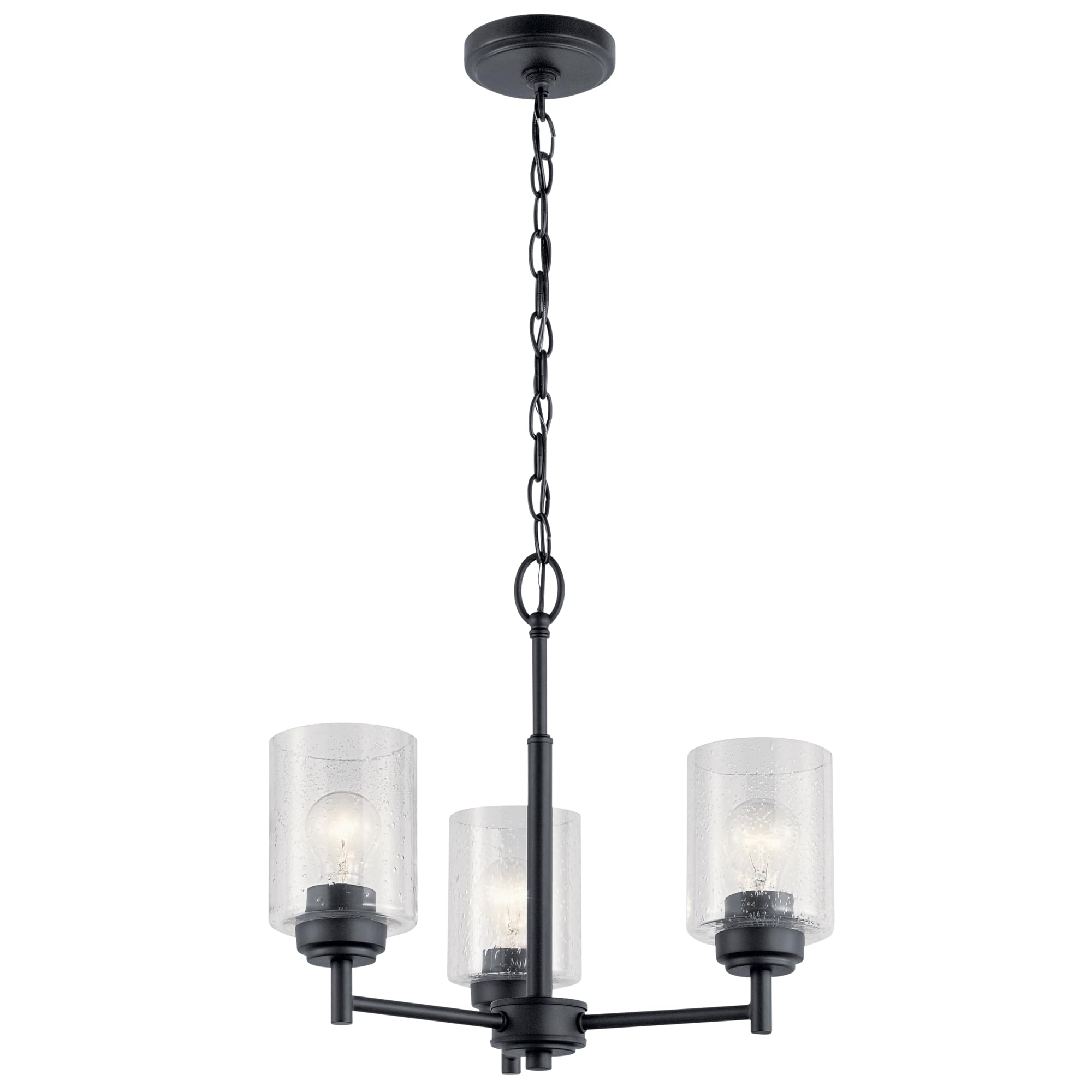 Kichler Winslow 3-Light Chandelier in Black, for Kitchen, Dining Room, Living Room and Foyers, (18" Dia x 15.5" H), 44029BK