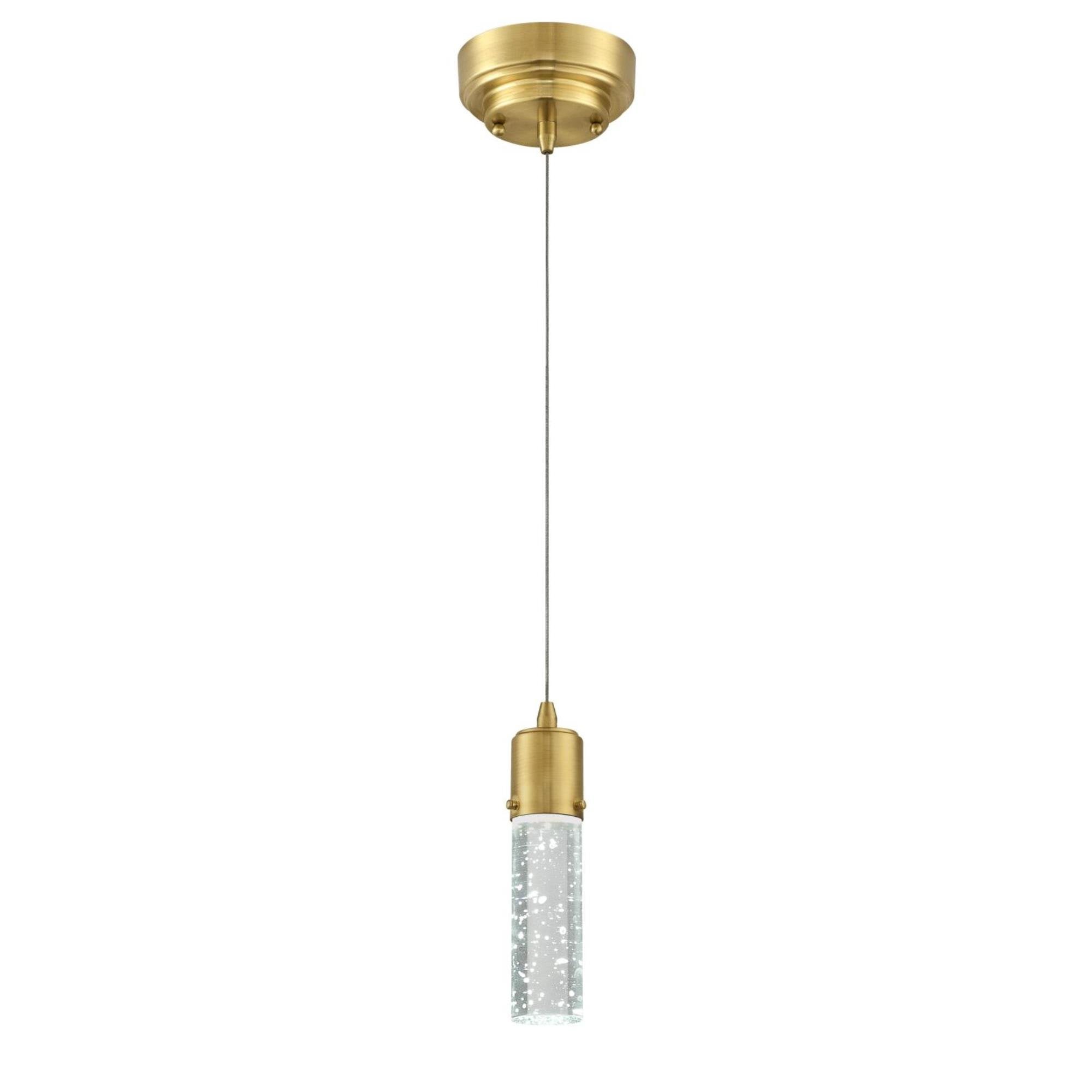 Westinghouse 6355300 Cava One-Light Dimmable LED Indoor Mini Pendant, Champagne Brass Finish with Bubble Glass