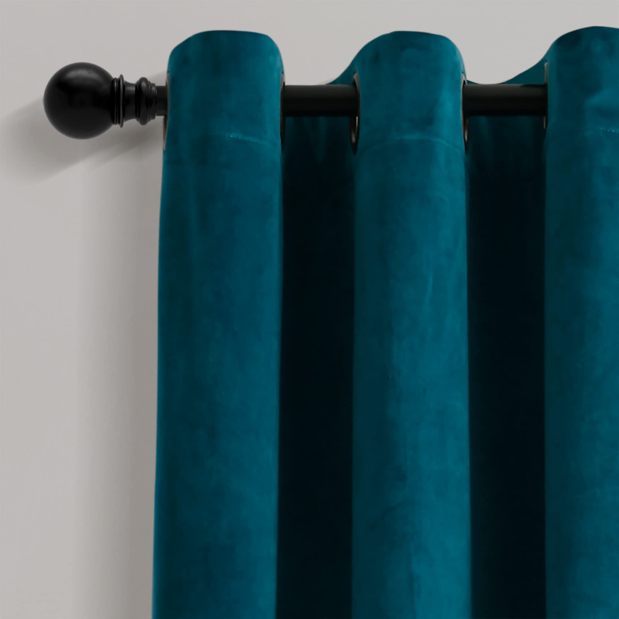Lush Decor Prima Velvet Solid Light Filtering Grommet Window Curtain Panel Pair, 95" L x 38" W, Peacock