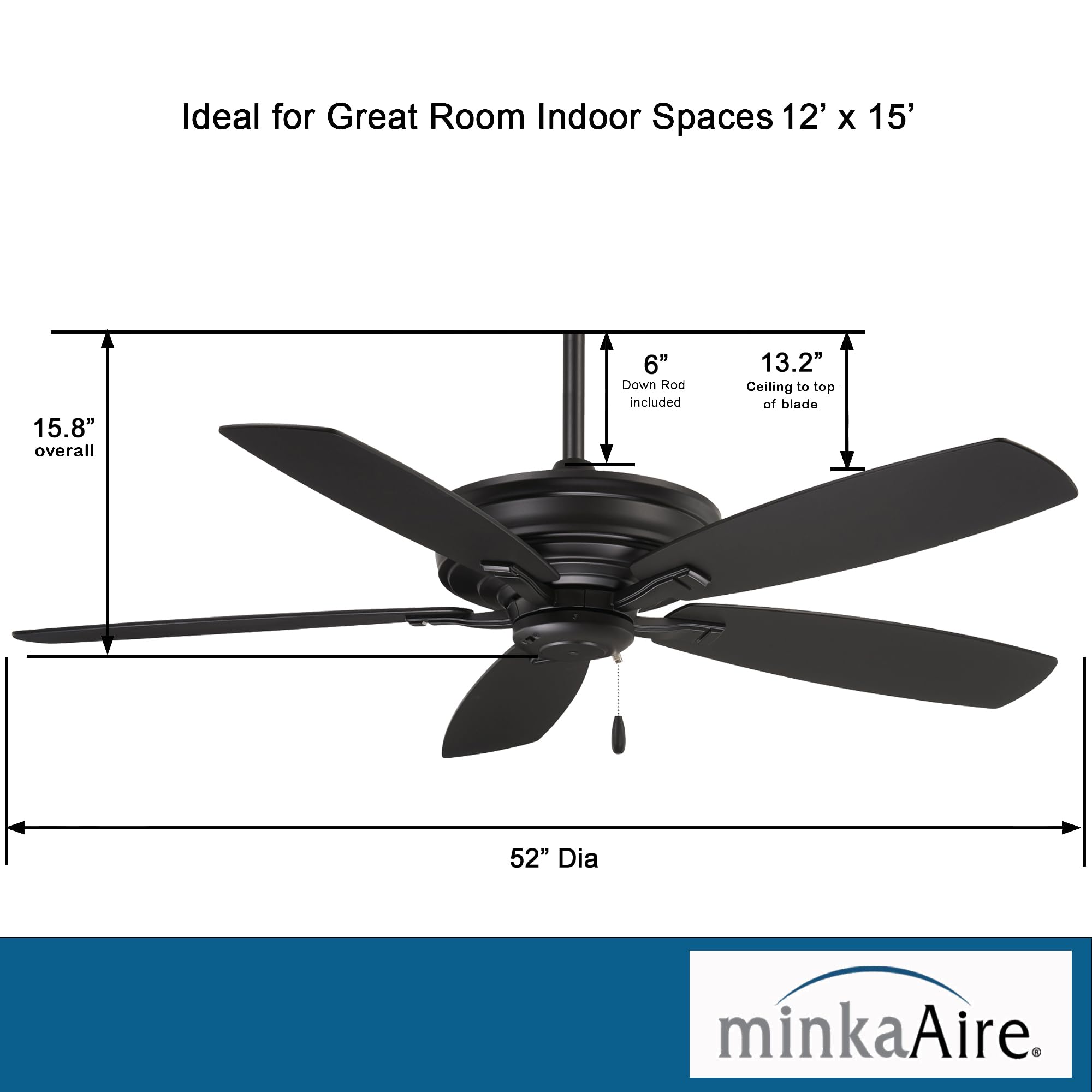 Minka-Aire F695-CL Kafe 52 Inch Ceiling Fan in Coal Finish