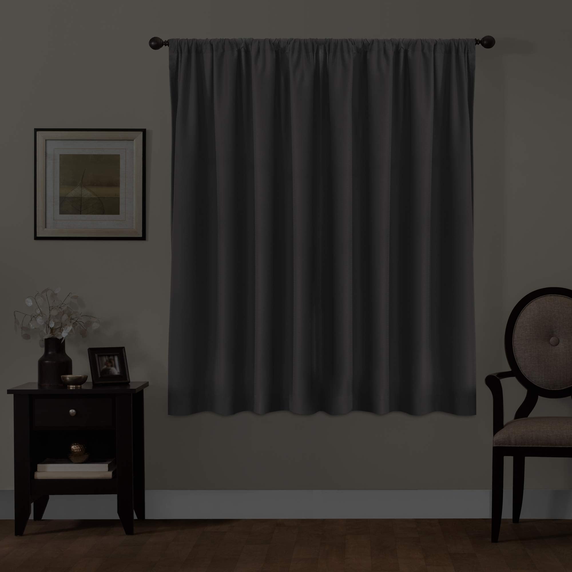 Maytex 100 Percent, 50 x 63 100% Blackout, Julius Smart Curtains Window Panel, Grey