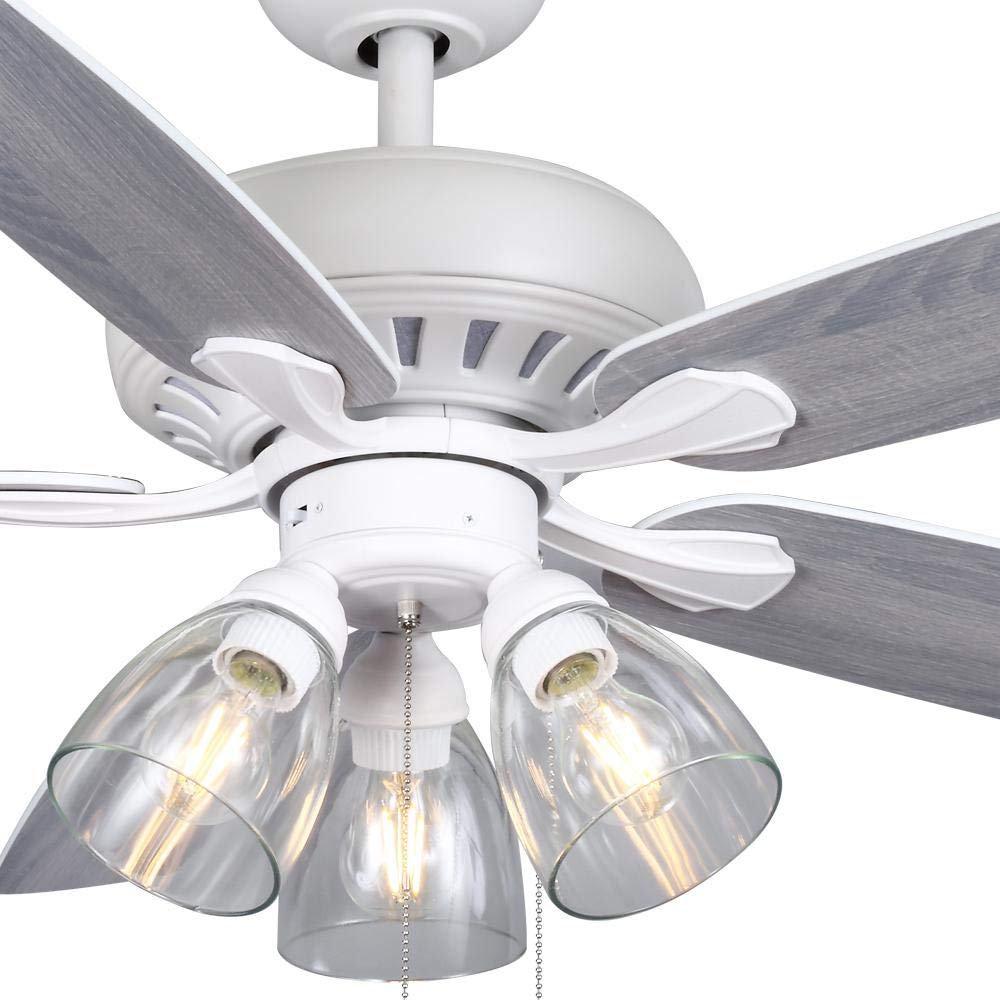 Hampton Bay Rockport 52 in. LED Matte White LED Ceiling Fan with Light kit