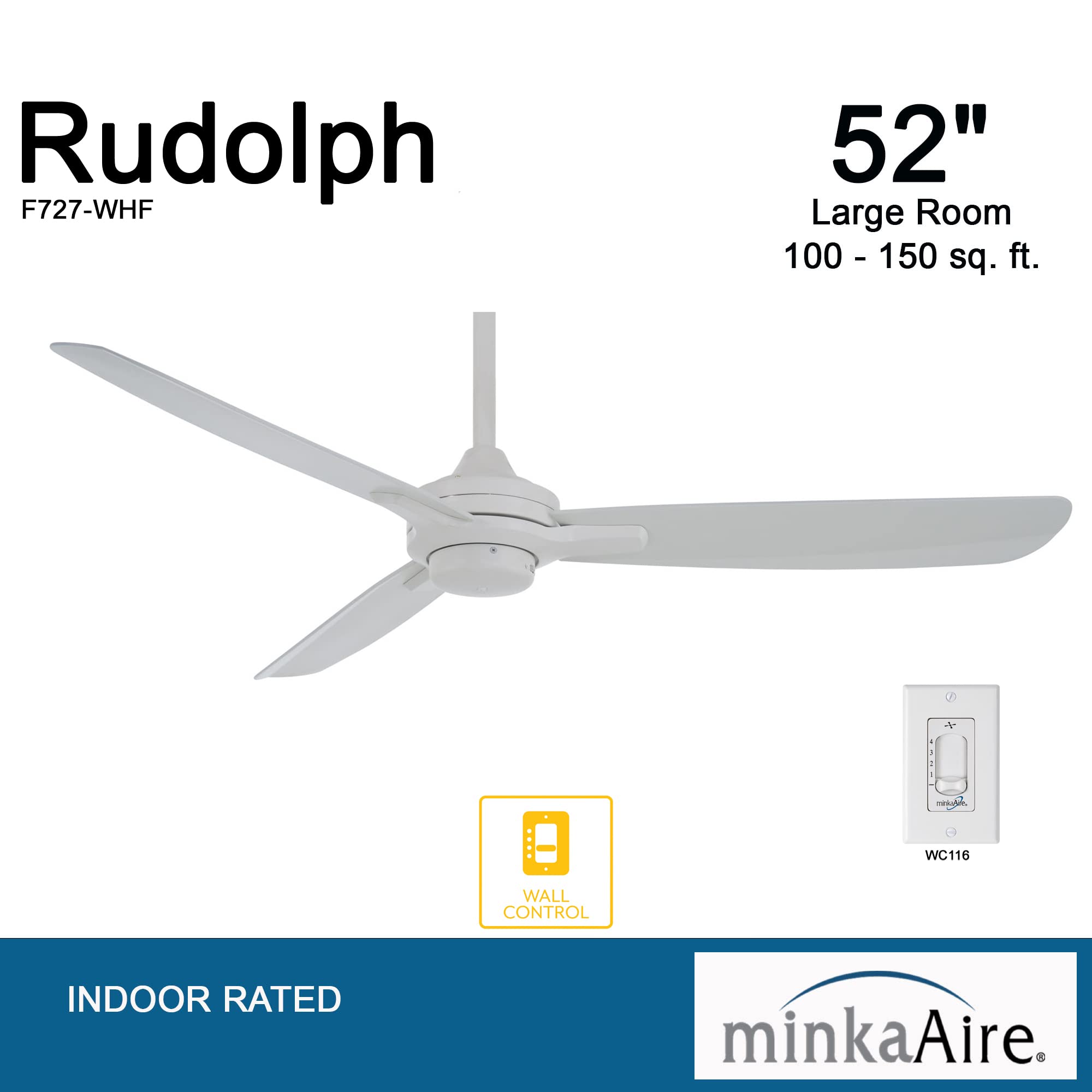 MINKA-AIRE F727-WHF Rudolph 52 Inch Ceiling Fan in Flat White Finish