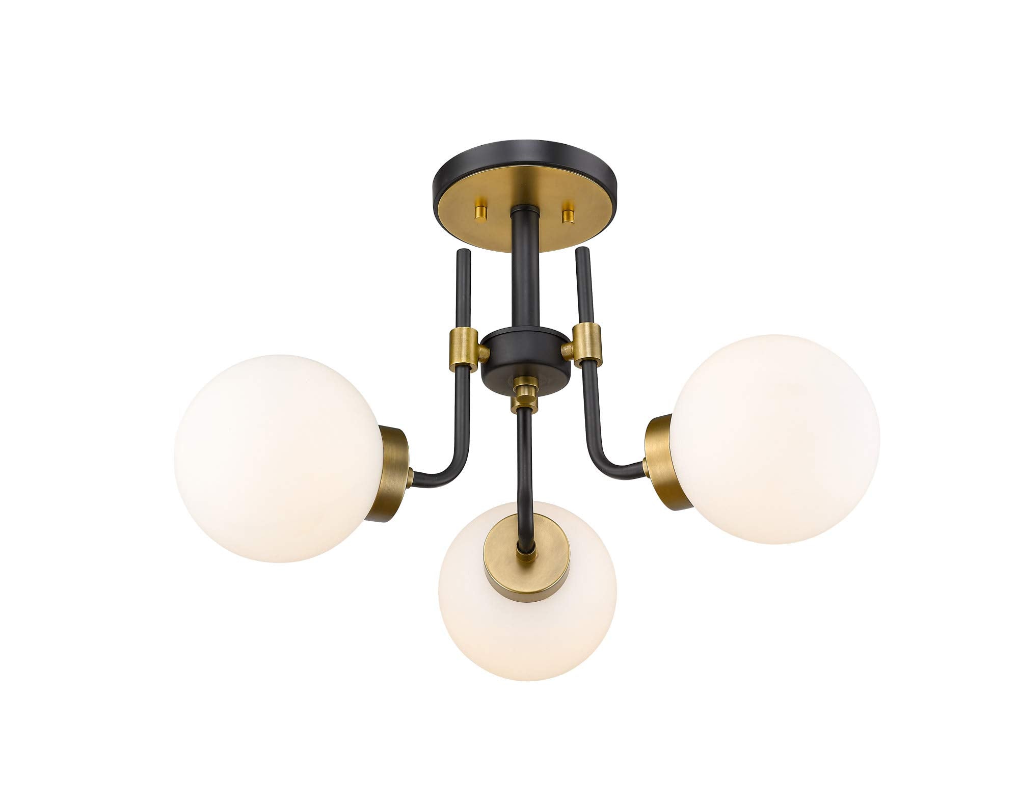 Z-Lite 477-3SF-MB-OBR Parsons - 3 Light Semi-Flush Mount in Retro Style - 22 Inches Wide by 14 Inches High, Finish Color: Matte Black/Olde Brass