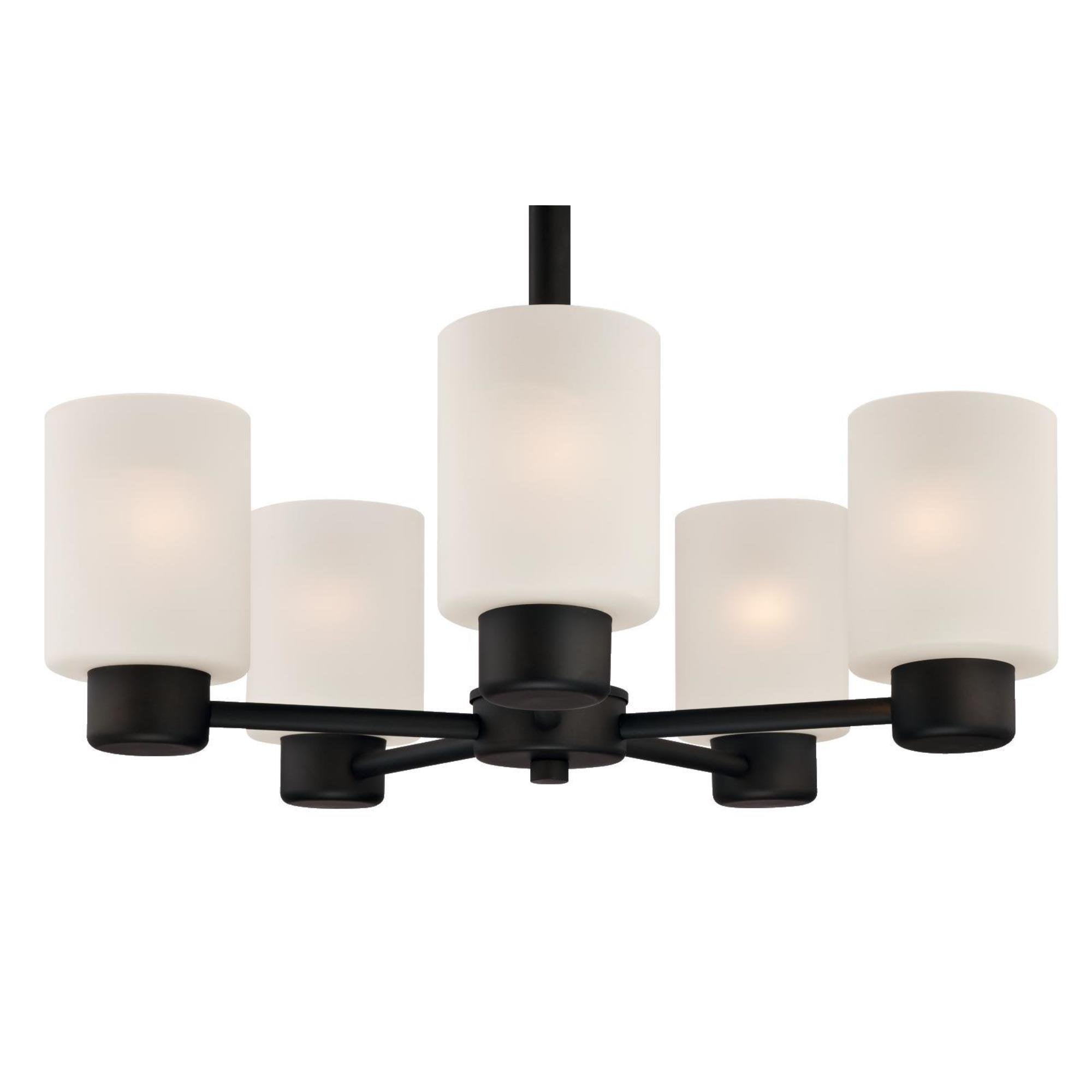 Westinghouse 6353800 Sylvestre Five-Light Indoor Chandelier, Oil Rubbed Bronze Finish with Frosted Glass