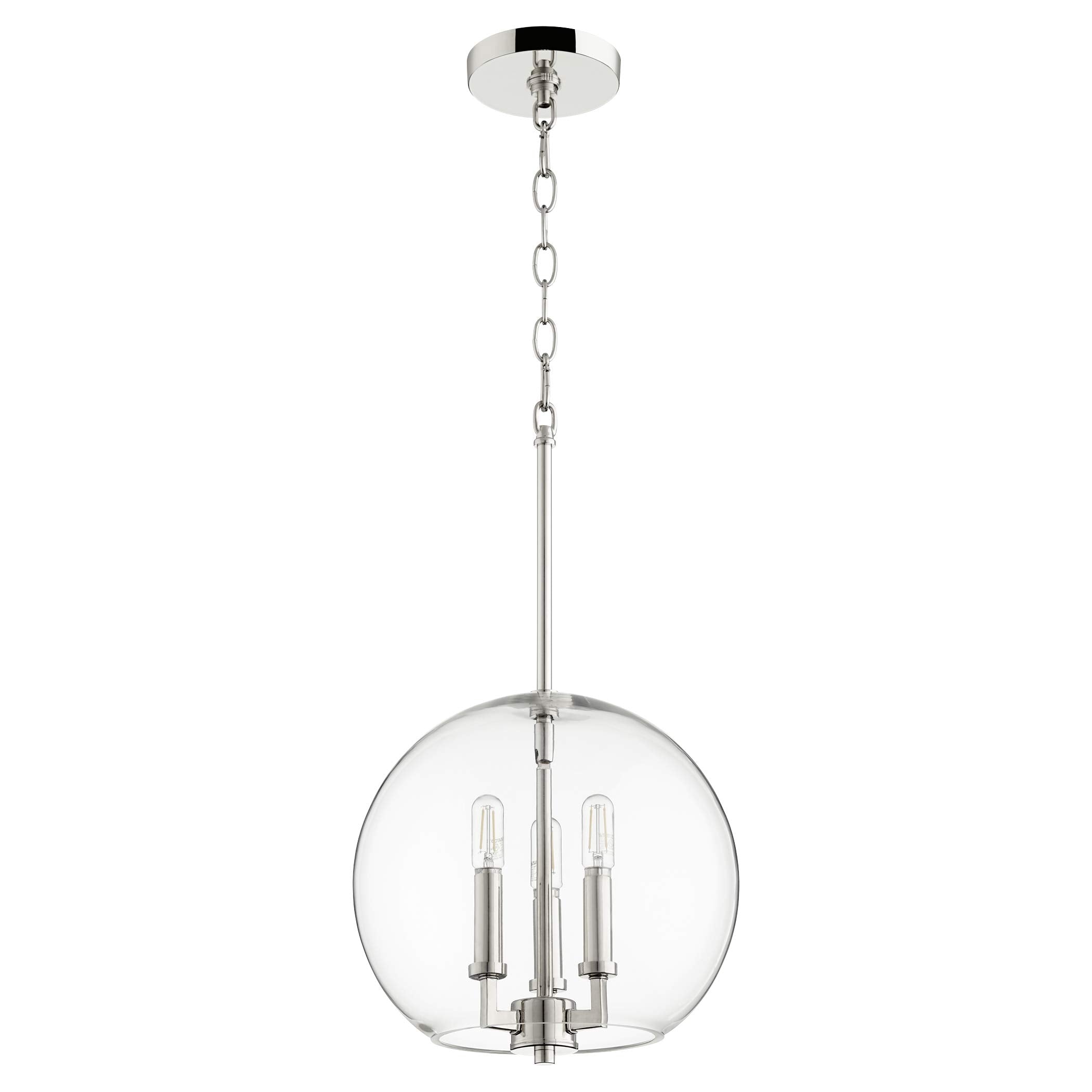 Quorum 873-3-62 Transitional Three Light Pendant in Polished Nickel Finish,