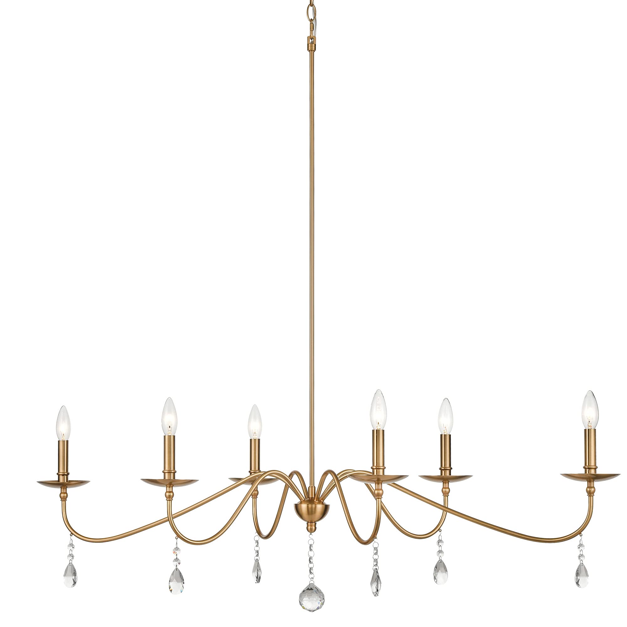 Signature Hardware 479820 Candler 6 Light 47" Wide Linear Taper Candle Crystal Chandelier