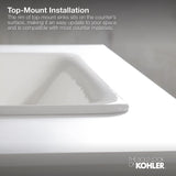 KOHLER K-2356-8-0 Archer Drop-In Bathroom Sink with 8-Inch Centers, White