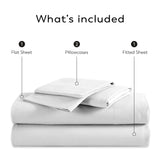 100% Cotton King White Sheets, 600-Thread-Count 4-Piece Sateen Weave Sheet Set, Ultra Soft & Silky, Wrinkle-Resistant, Low Pill, Low Shrink, With Elasticized Deep Pocket, Luxury King Bedding Set