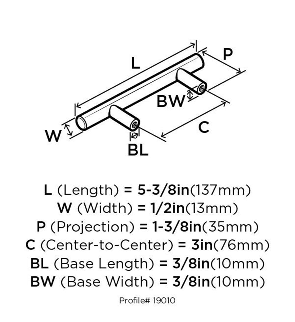 Amerock | Cabinet Pull | Stainless Steel | 3 inch (76 mm) Center to Center | Bar Pulls | 1 Pack | Drawer Pull | Drawer Handle | Cabinet Hardware