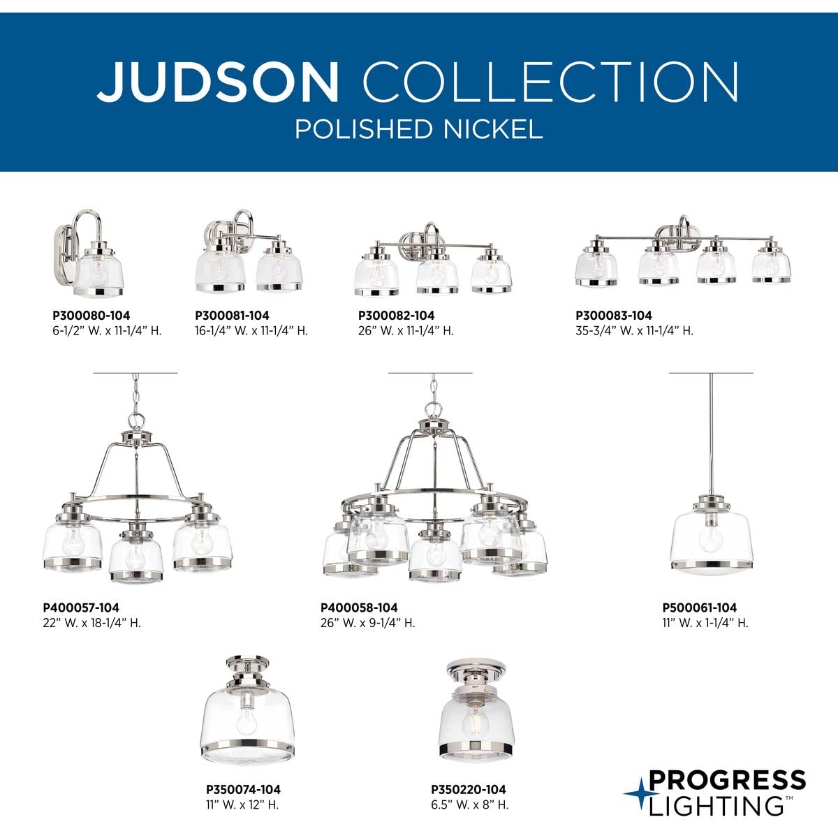 Progress Lighting P300083-104 Judson Bath & Vanity, Nickel