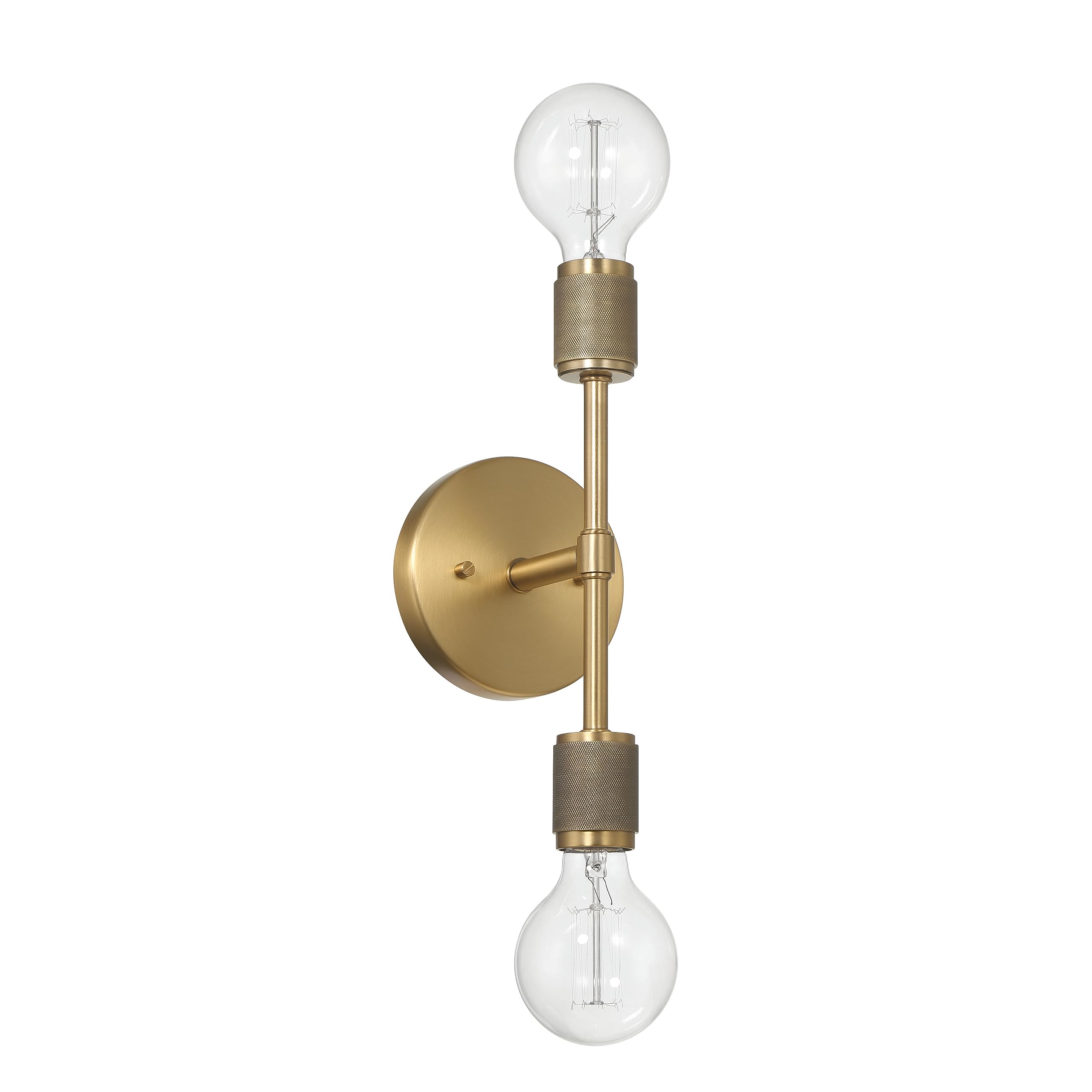 Robert Stevenson Lighting Maxim - Modern Minimalist Metal Exposed 2-Bulb Wall Sconce, Gold