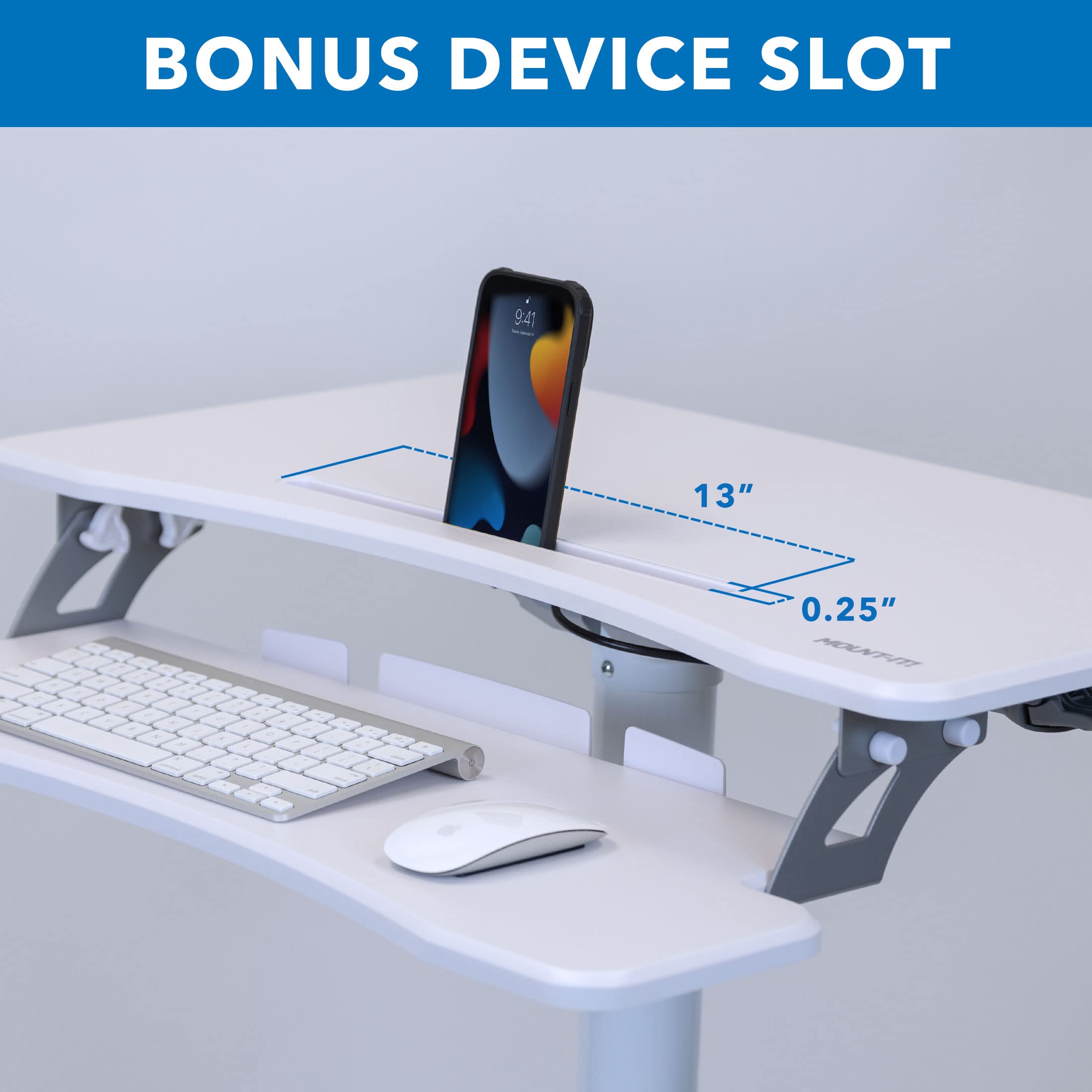 Mount-It! Mobile Rolling Small Table, Height Adjustable up to 43" Computer Desk with Wheels, Medical Nurse Hospital Workstation, Printer CPU Shelves, White Office Portable Computer Cart Keyboard Tray