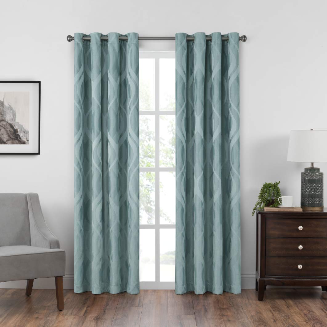 Eclipse Caprese Grommet Top Curtains for Bedroom, Single Panel, 52 in x 63 in, Spa