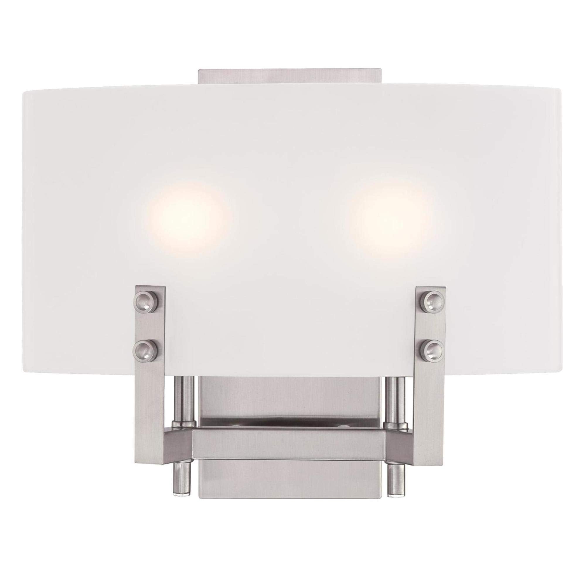 Westinghouse Lighting 6369600 Enzo James Two-Light Indoor Vanity Light Wall Fixture, Brushed Nickel Finish with Frosted Glass , White