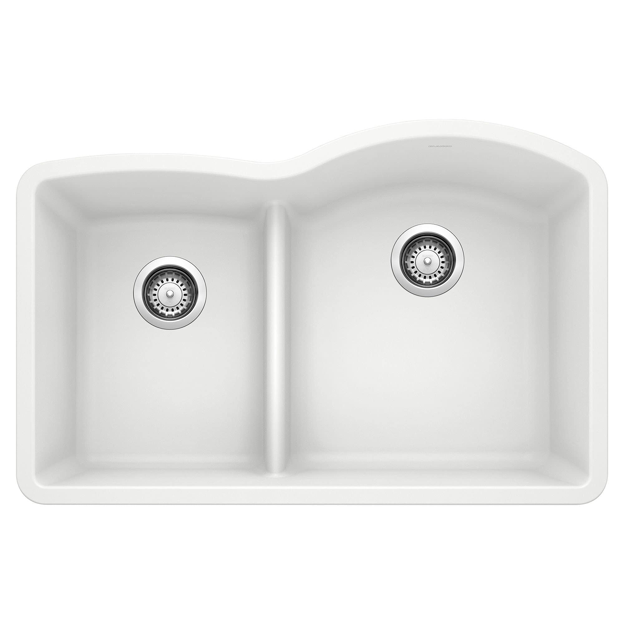 BLANCO, White 441603 DIAMOND SILGRANIT 40/60 Double Bowl Undermount Kitchen Sink with Low Divide, 32" X 21"