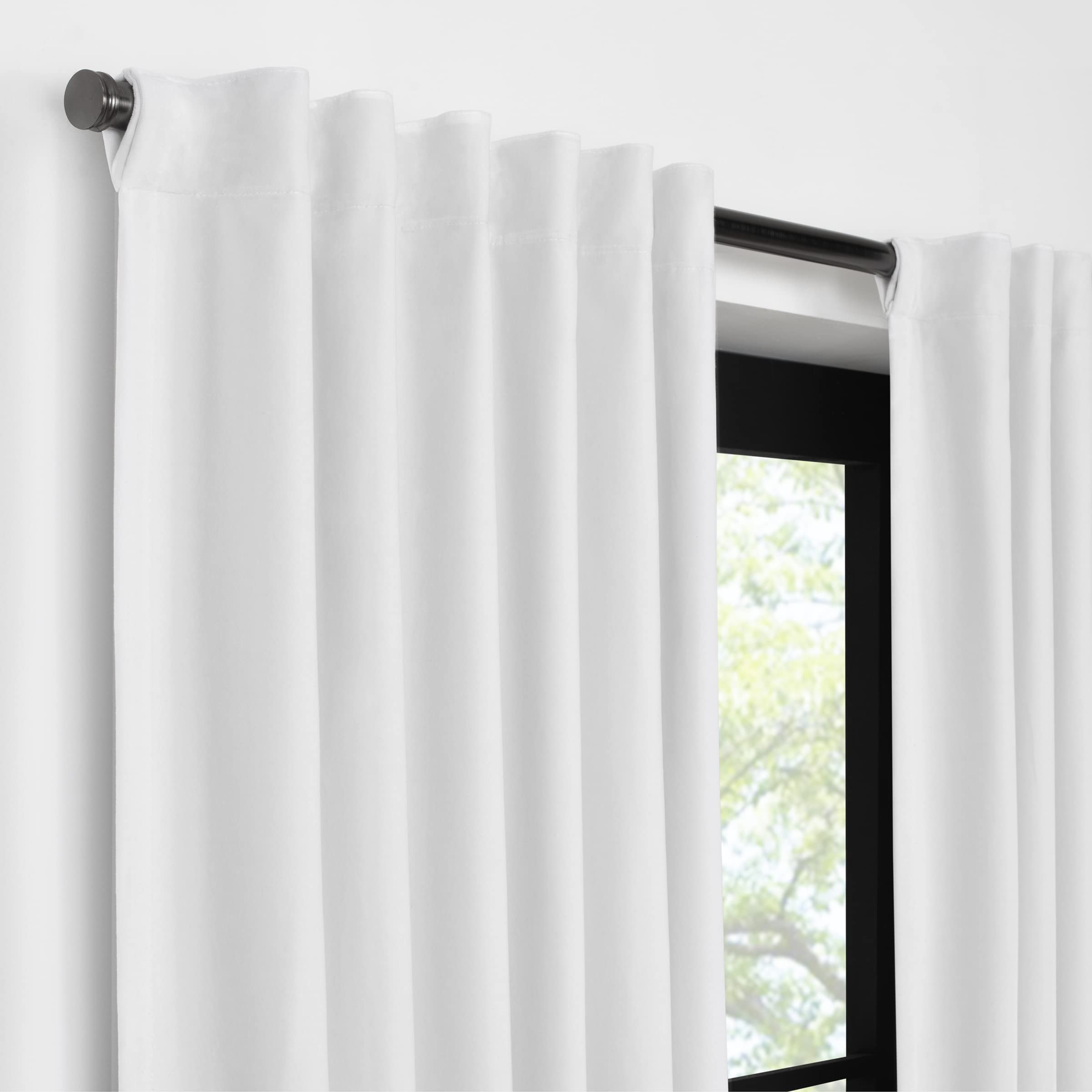 Eclipse Luxury Cotton Velvet 100% Blackout Rod Pocket Back Tab 84" x 50" Curtain Window Panel in White