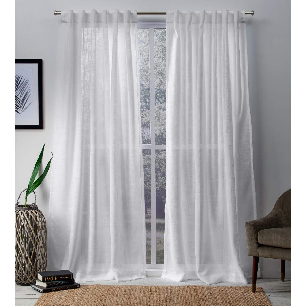 Exclusive Home Curtains Bella Window Curtain Panel Pair with Hidden Tab Top, 54x84, Winter White, 2 Count