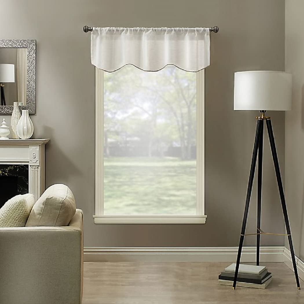 Valances etc. Linden Sheer Rod Pocket Window Curtain Valance (White, 52"x17")