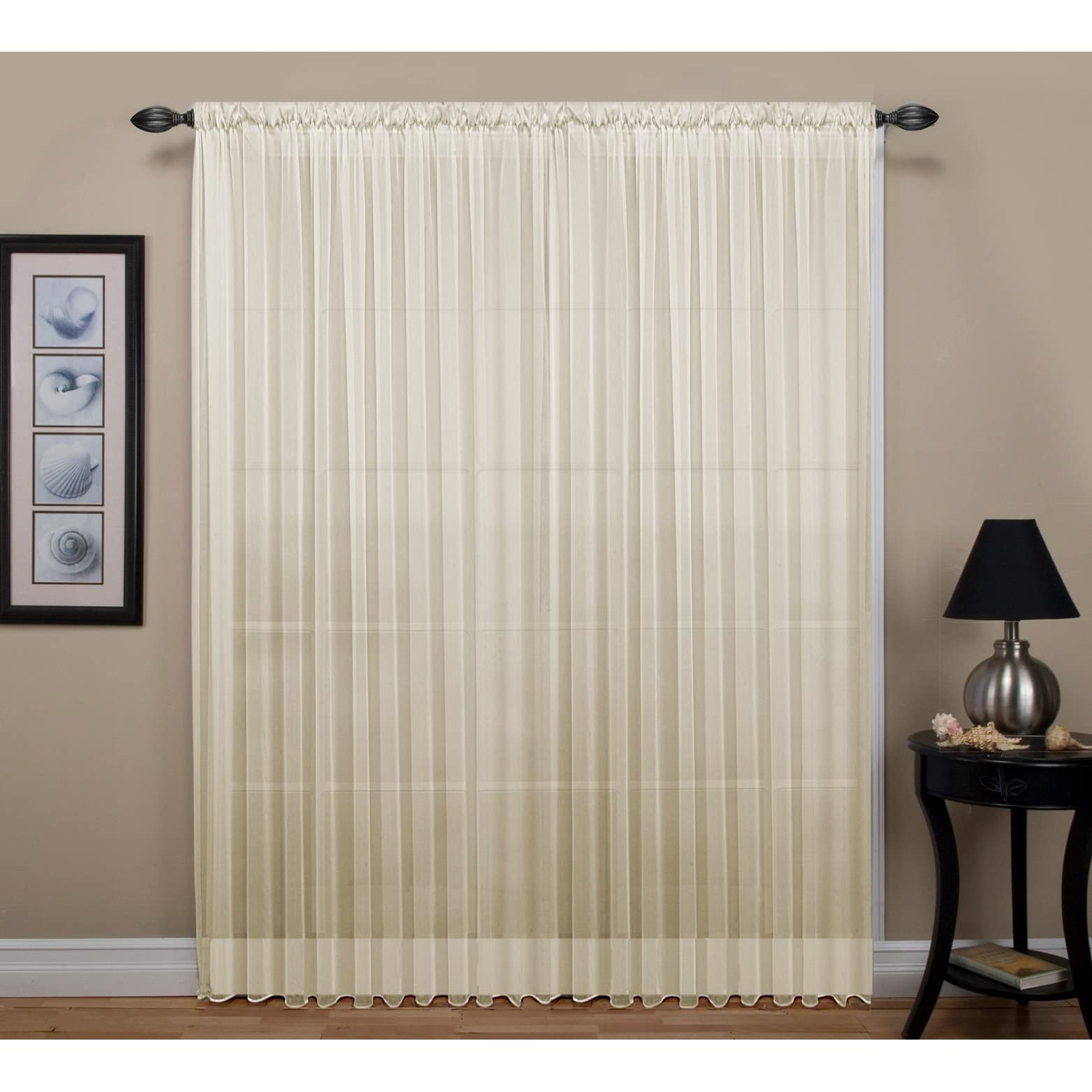 Ricardo Tergaline Semi-Sheer, Unique Two-Way Rod Pocket Top, 108-IN Extra Wide Panel with Custom Weighted Corded Bottom Hem White 108 x 96 96 Inches