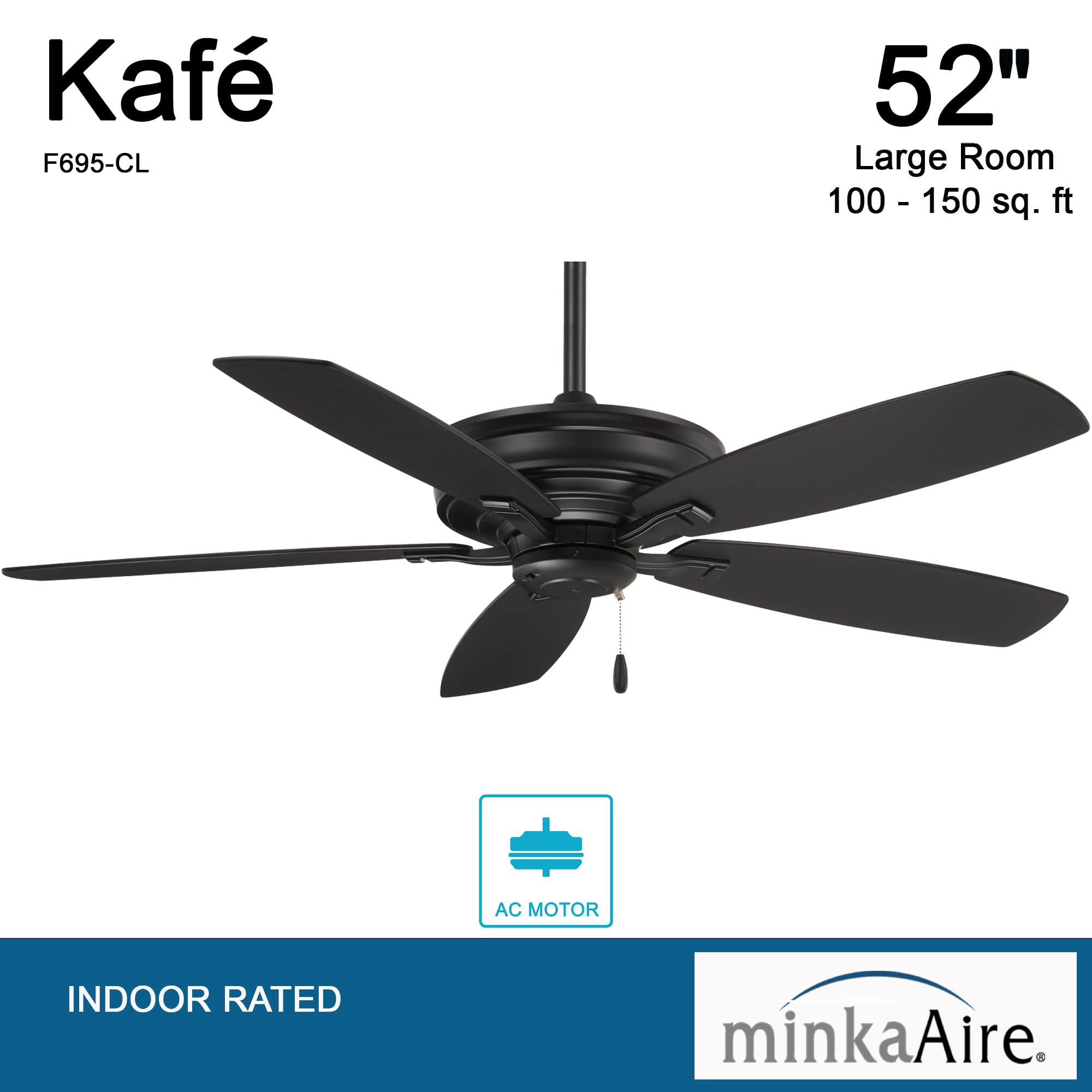 Minka-Aire F695-CL Kafe 52 Inch Ceiling Fan in Coal Finish