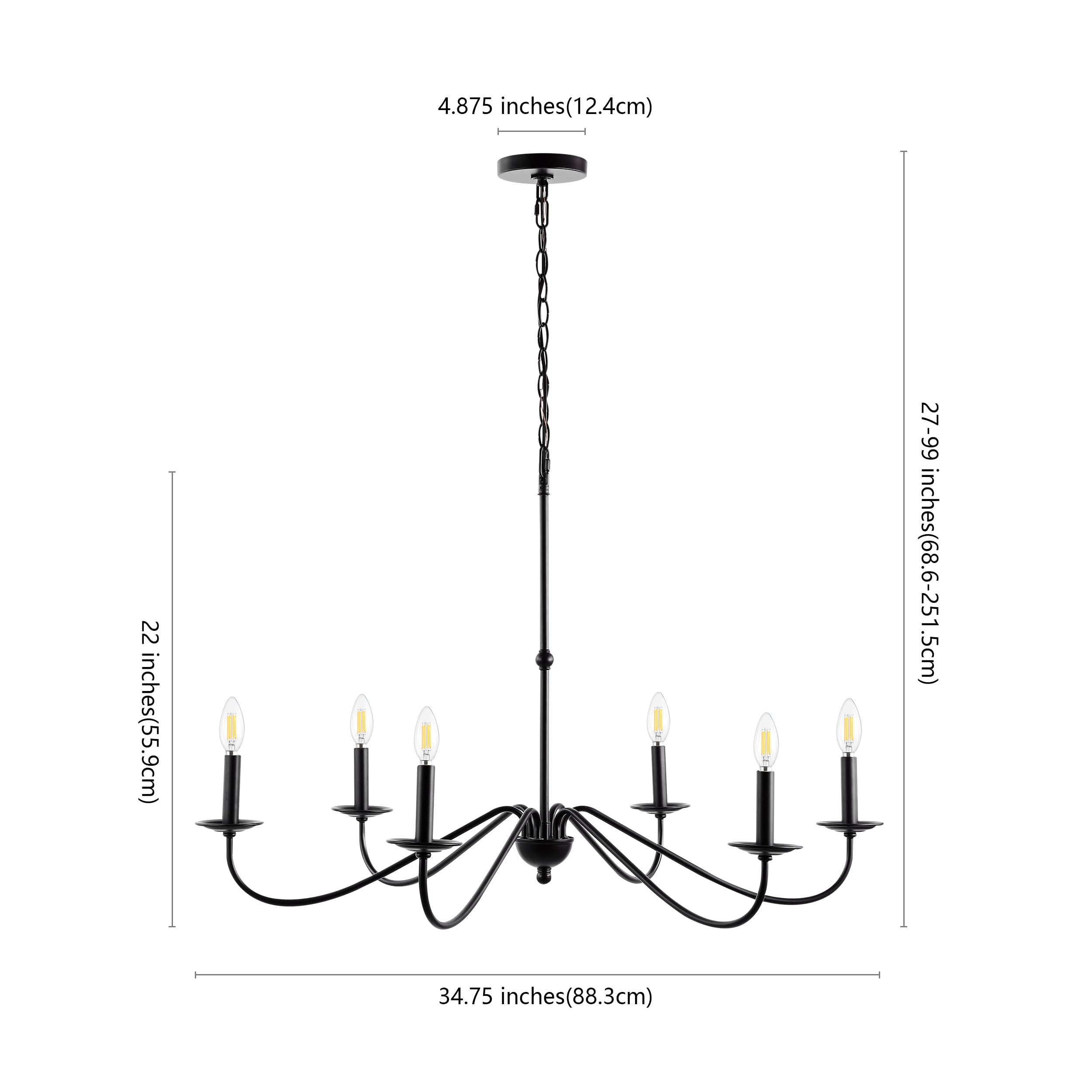 JONATHAN Y JYL7559A Wicklow 34.75" 6-Light Bohemian Farmhouse Iron LED Chandelier Modern Contemporary Adjustable Dining Room Living Room Kitchen Island Foyer Bedroom Lobby, Oil Rubbed Bronze