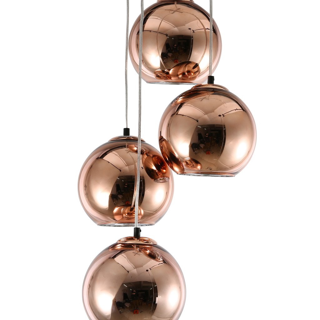 mirrea Modern Mini Globe Pendant Light, 1 Light in Copper Globe Shade