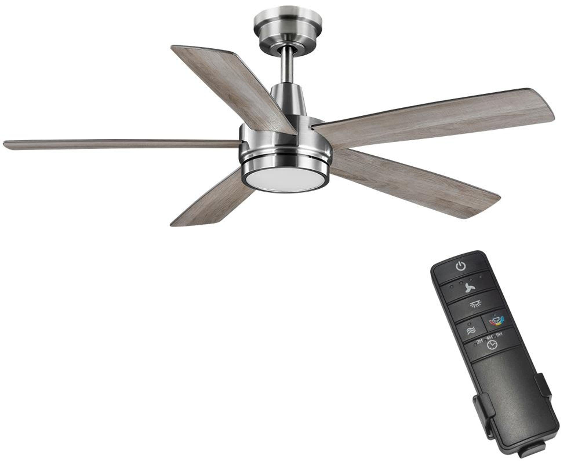 Hampton Bay Fanelee 54 in. White Color Changing Integrated LED Brushed Nickel Smart Ceiling Fan with Light Kit and Remote Control