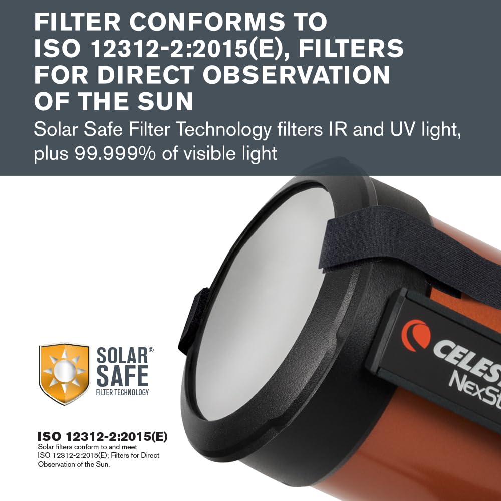 Celestron – EclipSmart Safe Solar Eclipse Telescope Filter – Meets ISO 12312-2:2015(E) Standards – Works with 5” Schmidt-Cassegrain Telescopes – Observe Solar Eclipses & Sunspots – Secure Fit