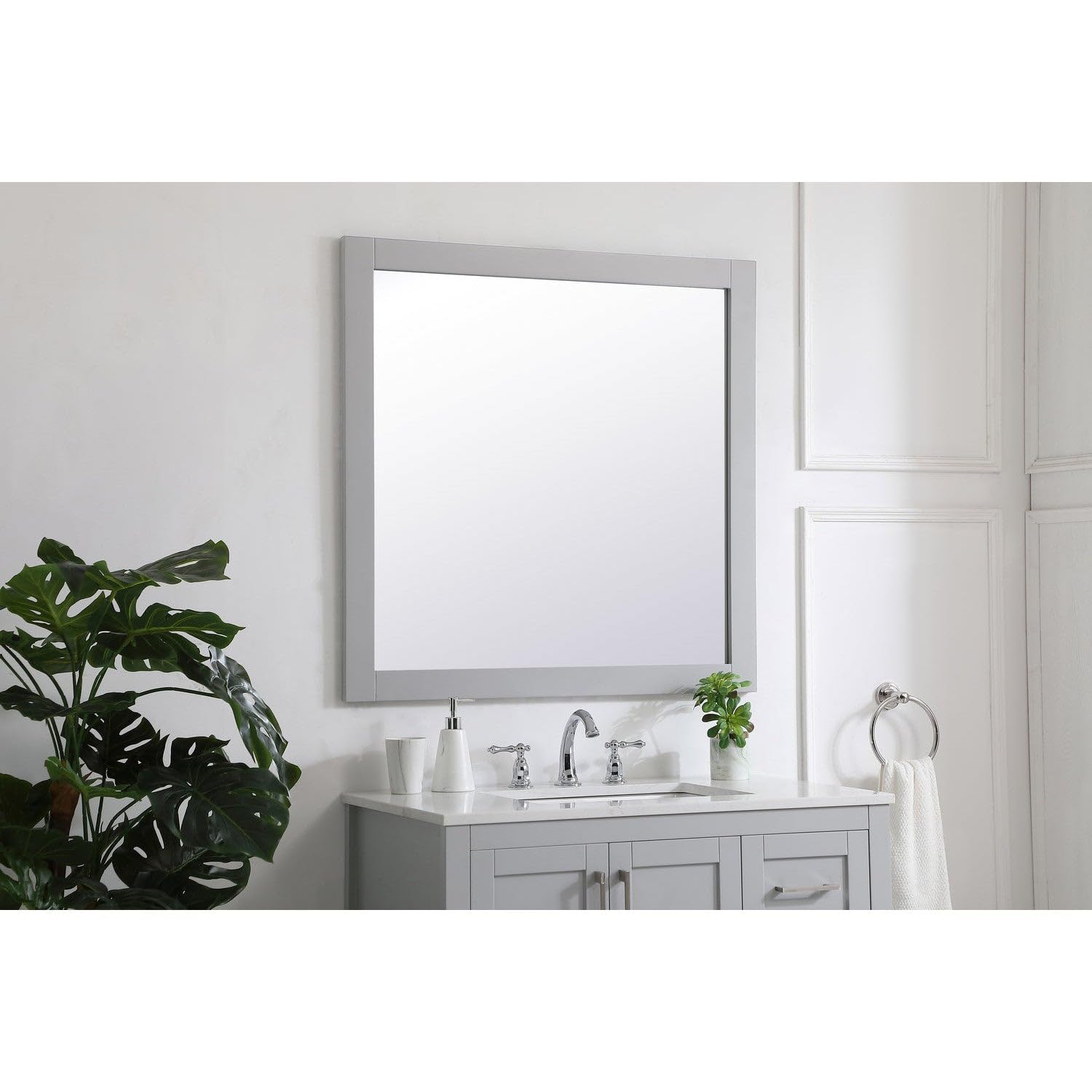 Elegant Decor Aqua Square Vanity Mirror 36 inch in Grey