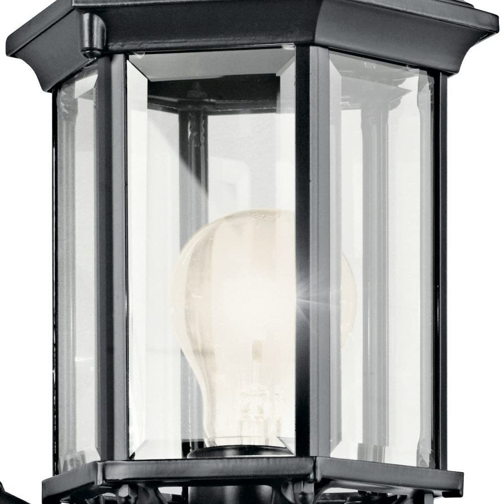 Kichler Chesapeake 17" Outdoor Wall Light in Black, 1-Light Exterior Porch Light, Coastal Wall Sconce with Clear Beveled Glass, (17" H x 6.5" W), 49255BK