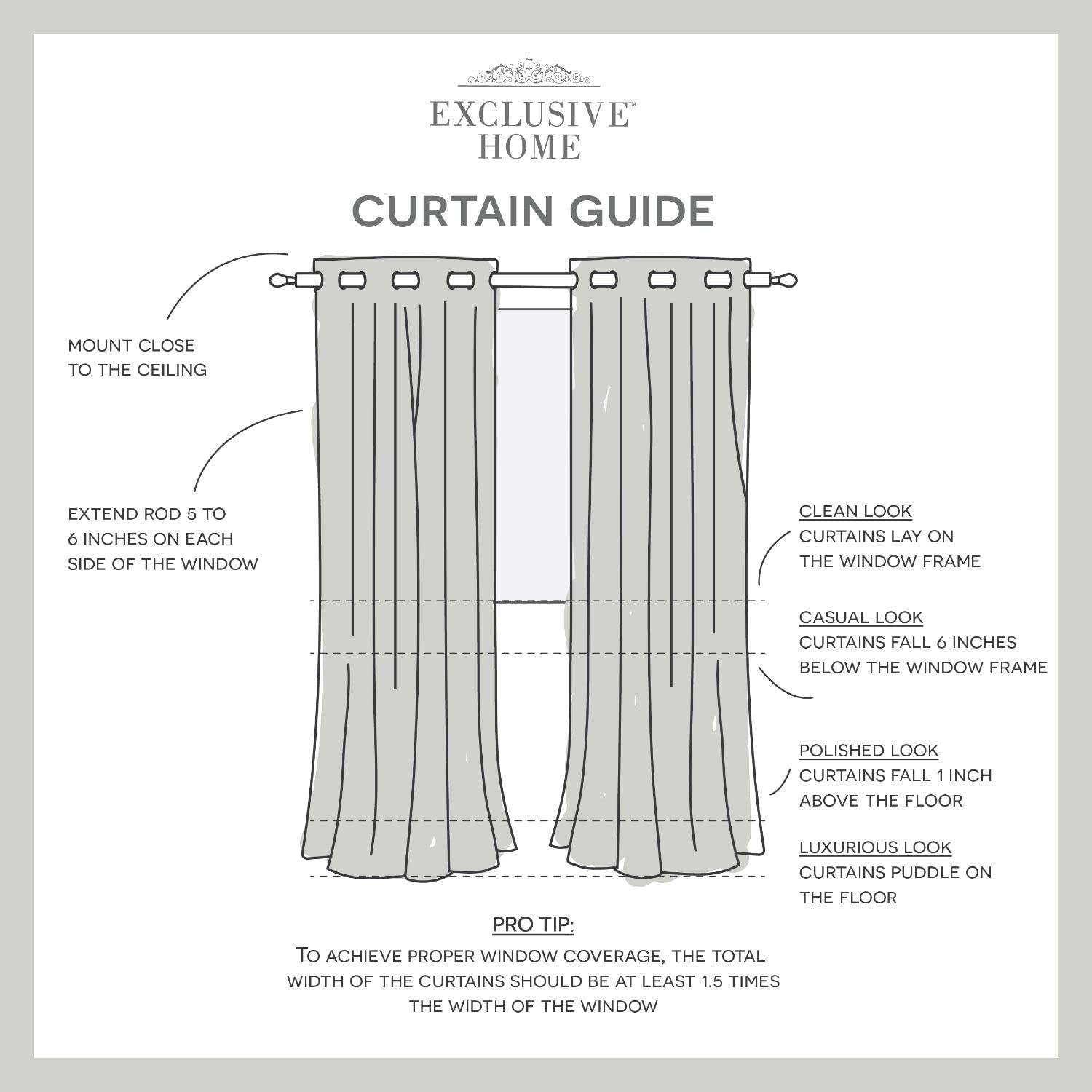 Exclusive Home Silhouette Floral Light Filtering Grommet Top Curtain Panel Pair, 54"x96", Light Grey, Set of 2