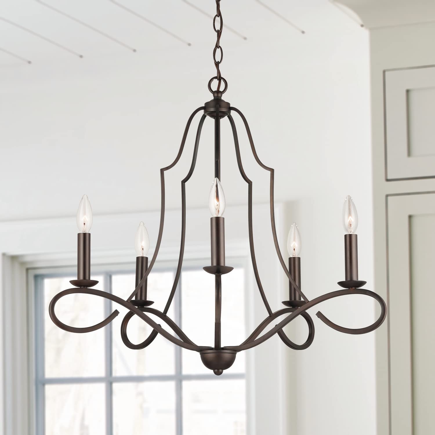 HomePlace Lighting 439551BZ Cameron European Inspired Chandelier, 5-Light 500 Total Watts, 24" H x 27" W, Bronze